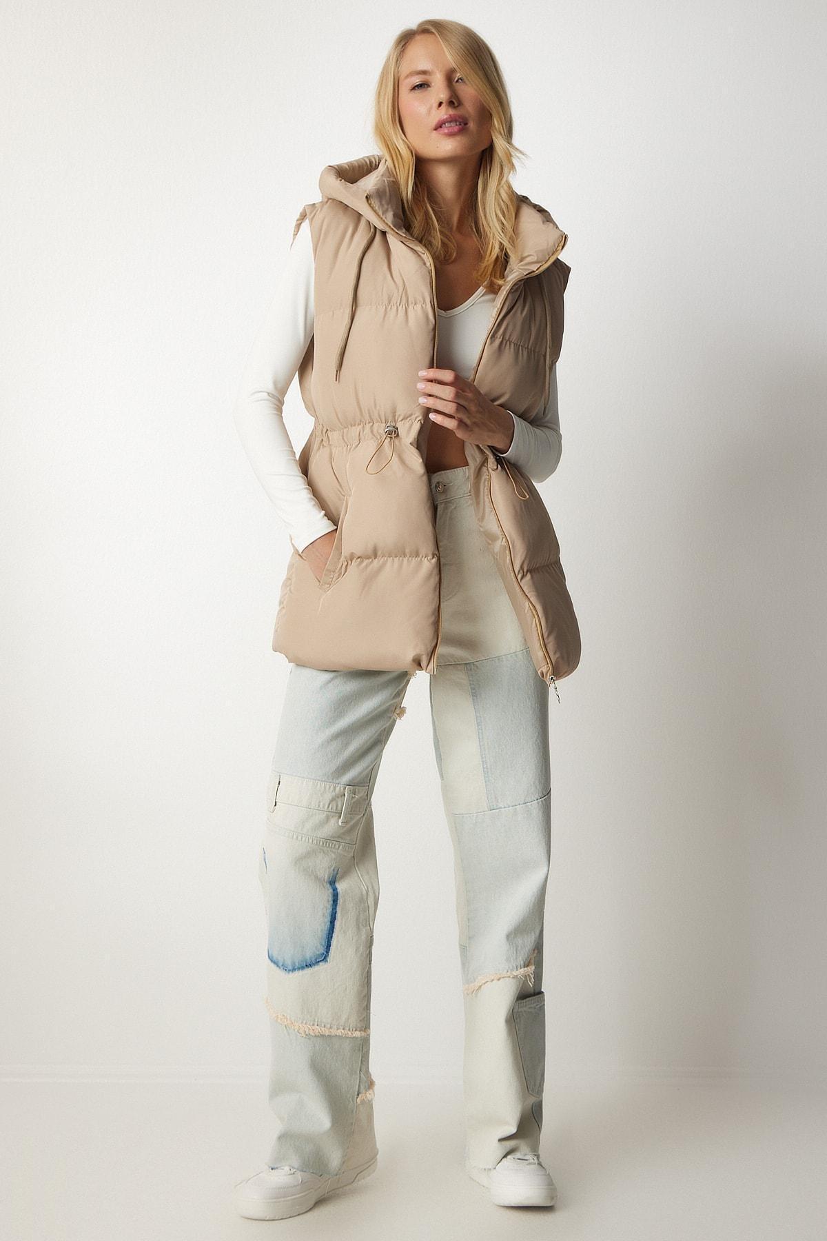Beige Hooded Inflatable Vest, , large image number 2