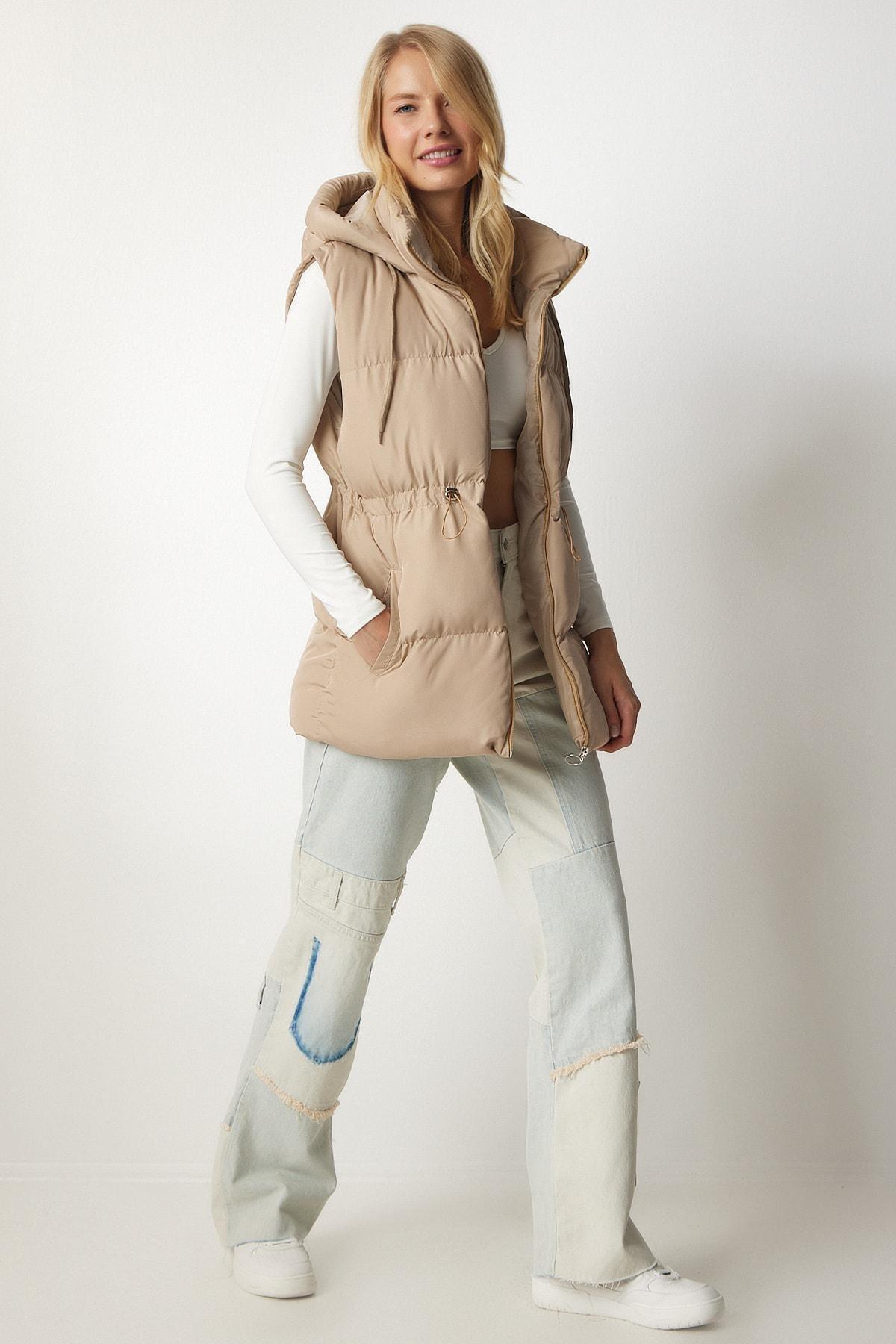 Beige Hooded Inflatable Vest, , large image number 4
