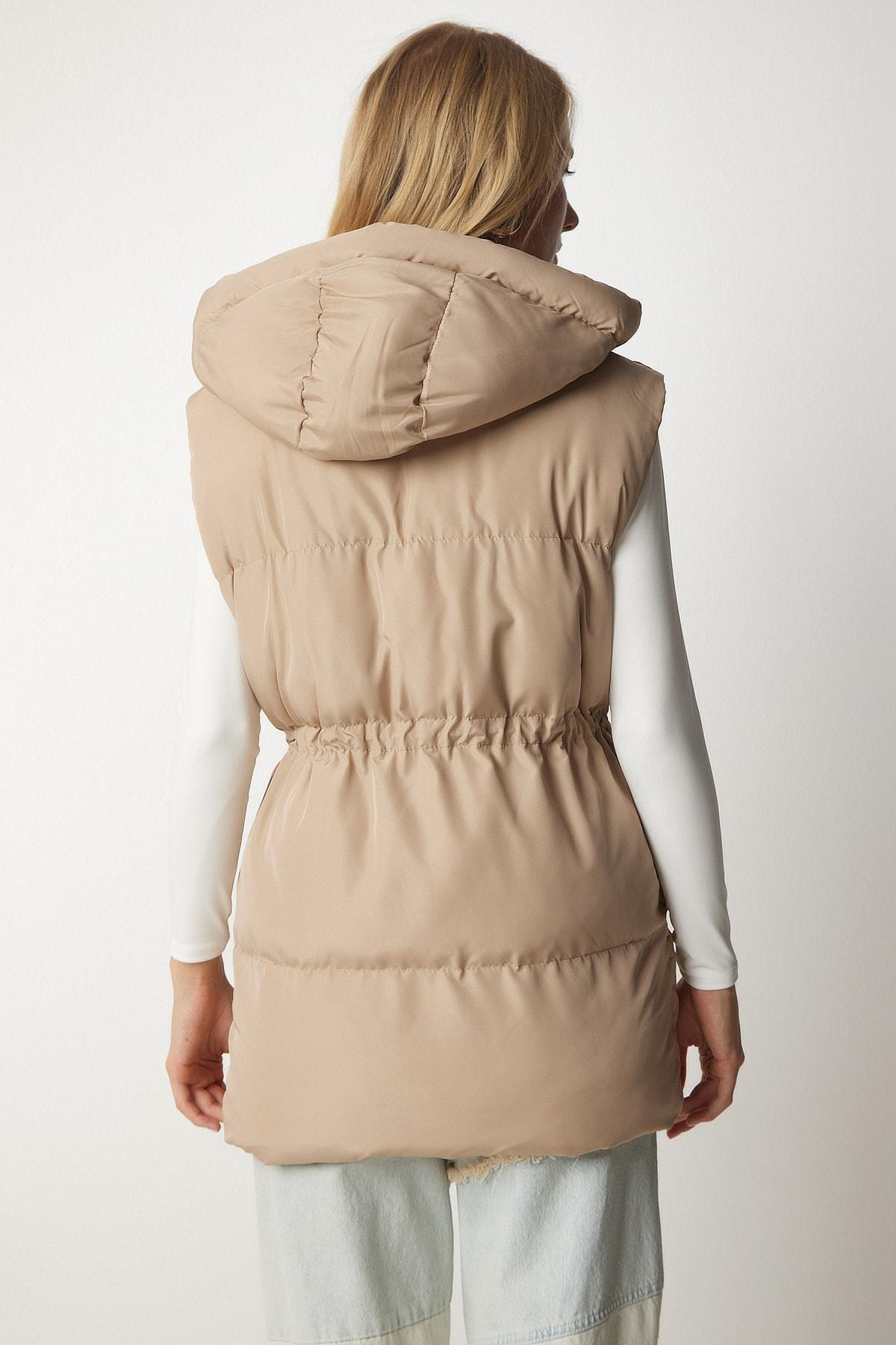 Beige Hooded Inflatable Vest, , large image number 6