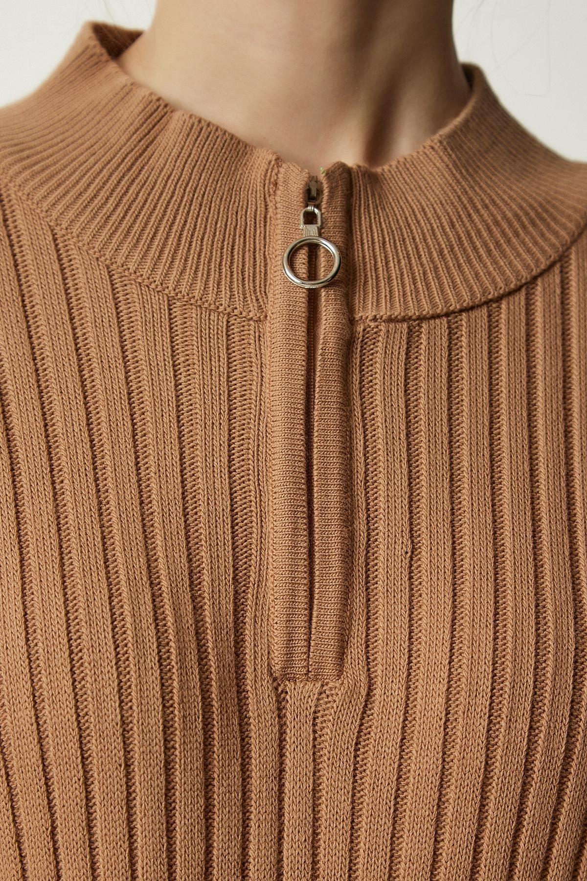 Beige Ribbed Oversize Knitwear Dress, BISCUIT, large image number 4
