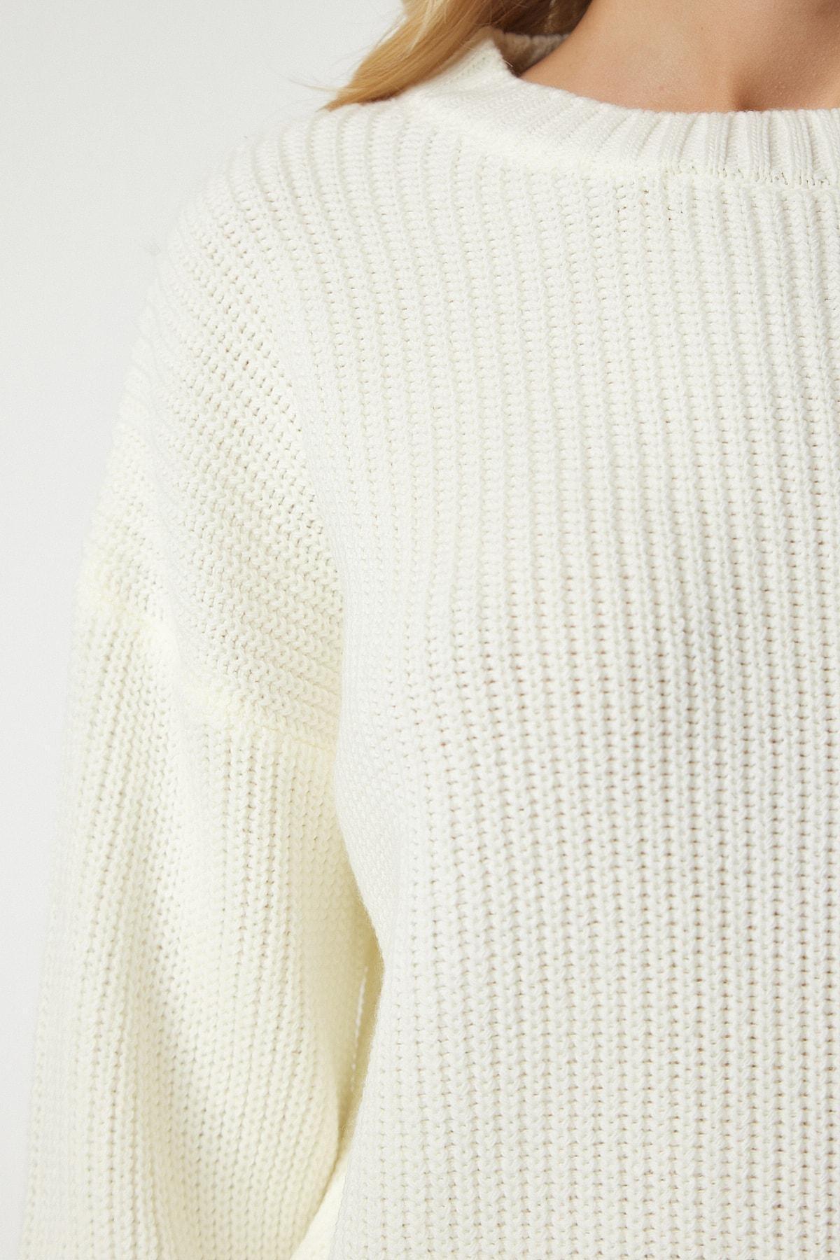 White Basic Knitwear Sweater, Bone, large image number 2