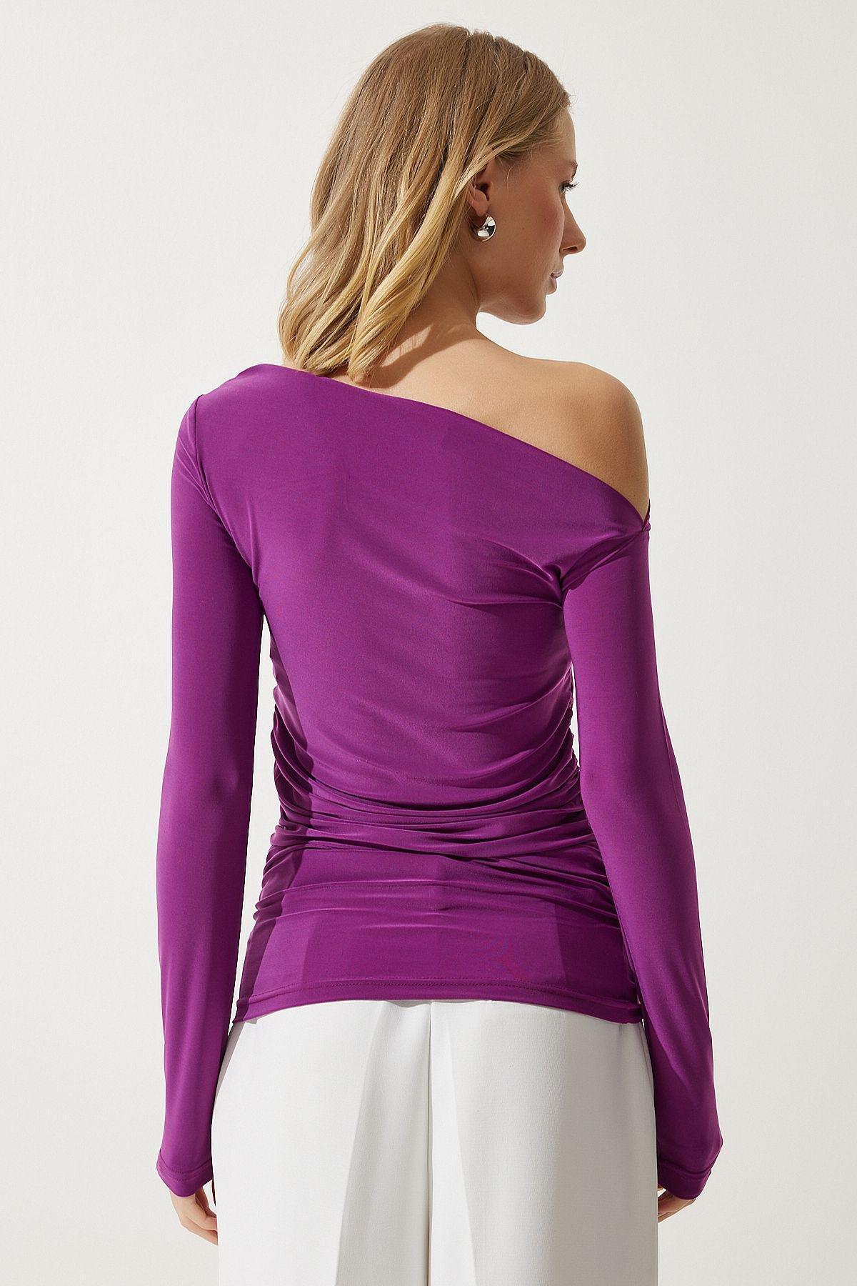 Purple Ruched Brunch Blouse, C101_5655, large image number 4
