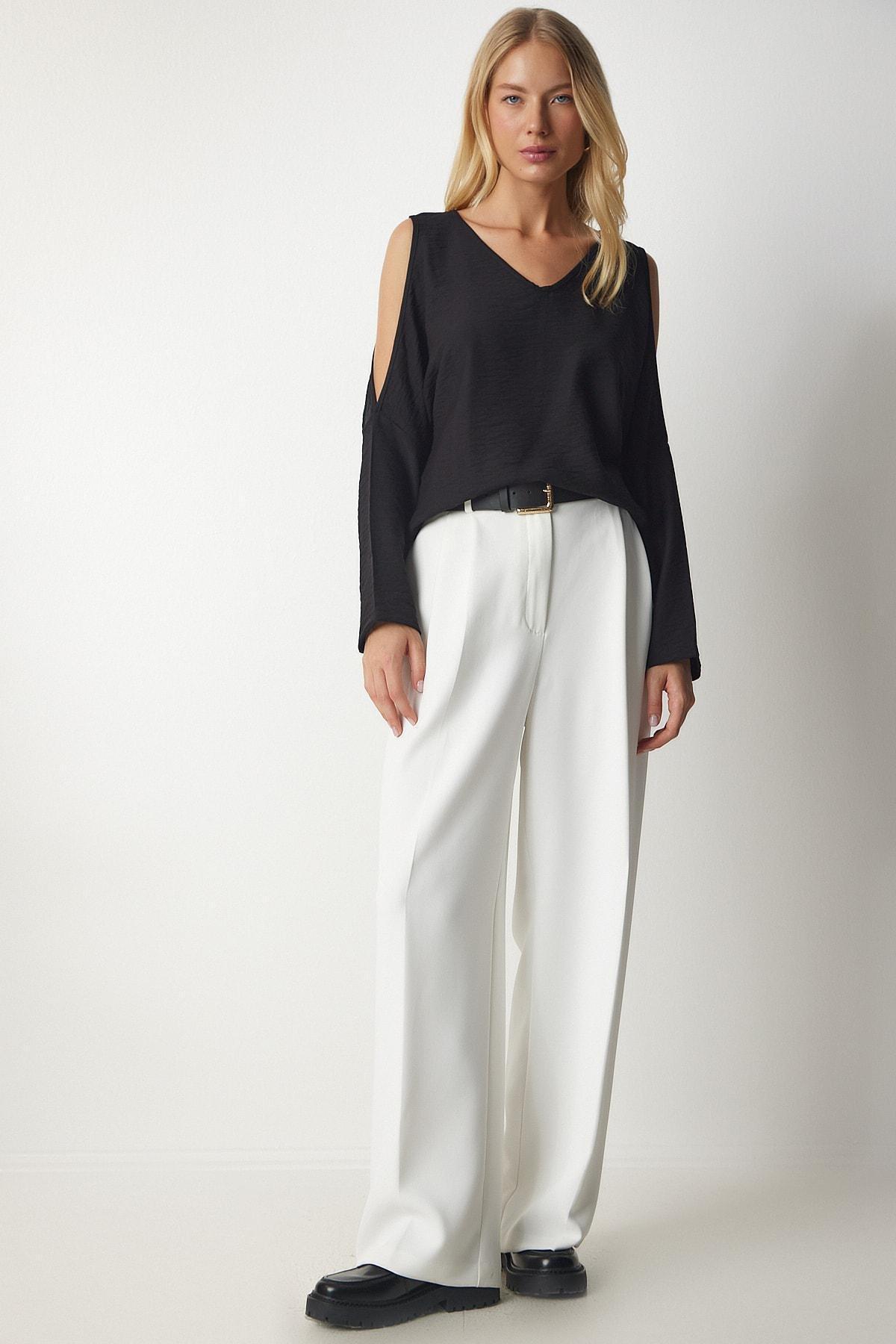 Black Off-Shoulder Flowy Blouse, , large image number 5