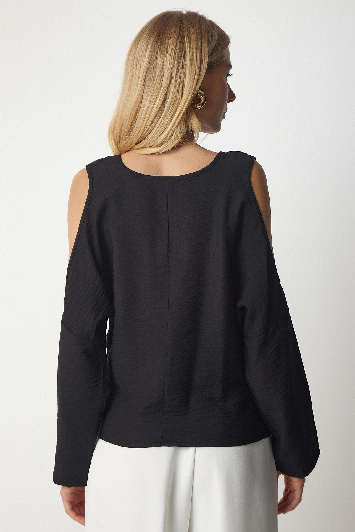 Black Off-Shoulder Flowy Blouse, , large image number 7