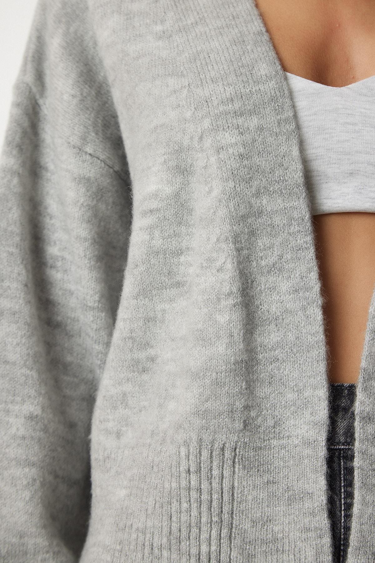Gray Basic Knitwear Cardigan, C101_1653, large image number 4