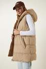 Happiness - Beige Hooded Reversible Puffer Vest