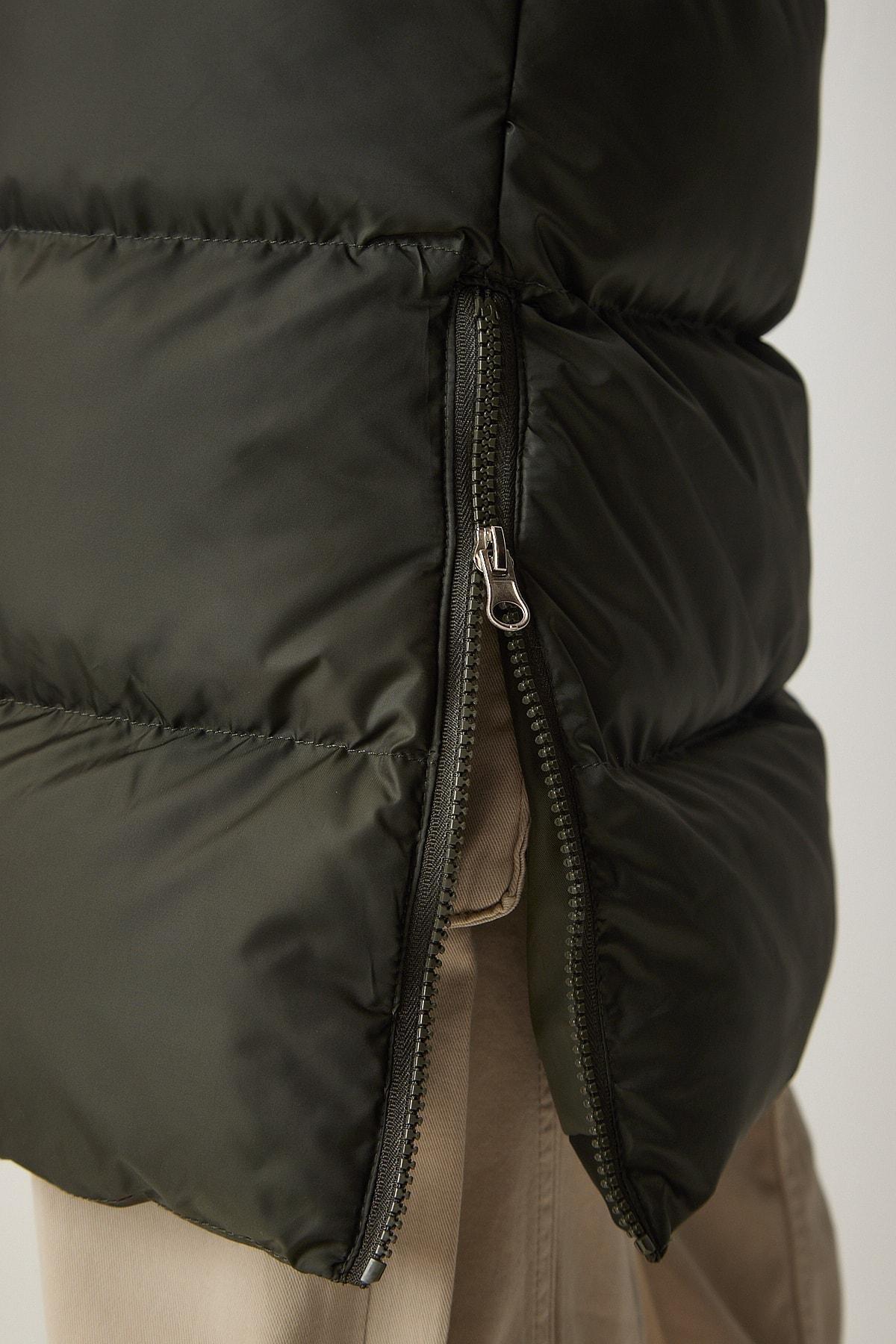 Khaki Hooded Long Puffer Coat, Khaki, large image number 5