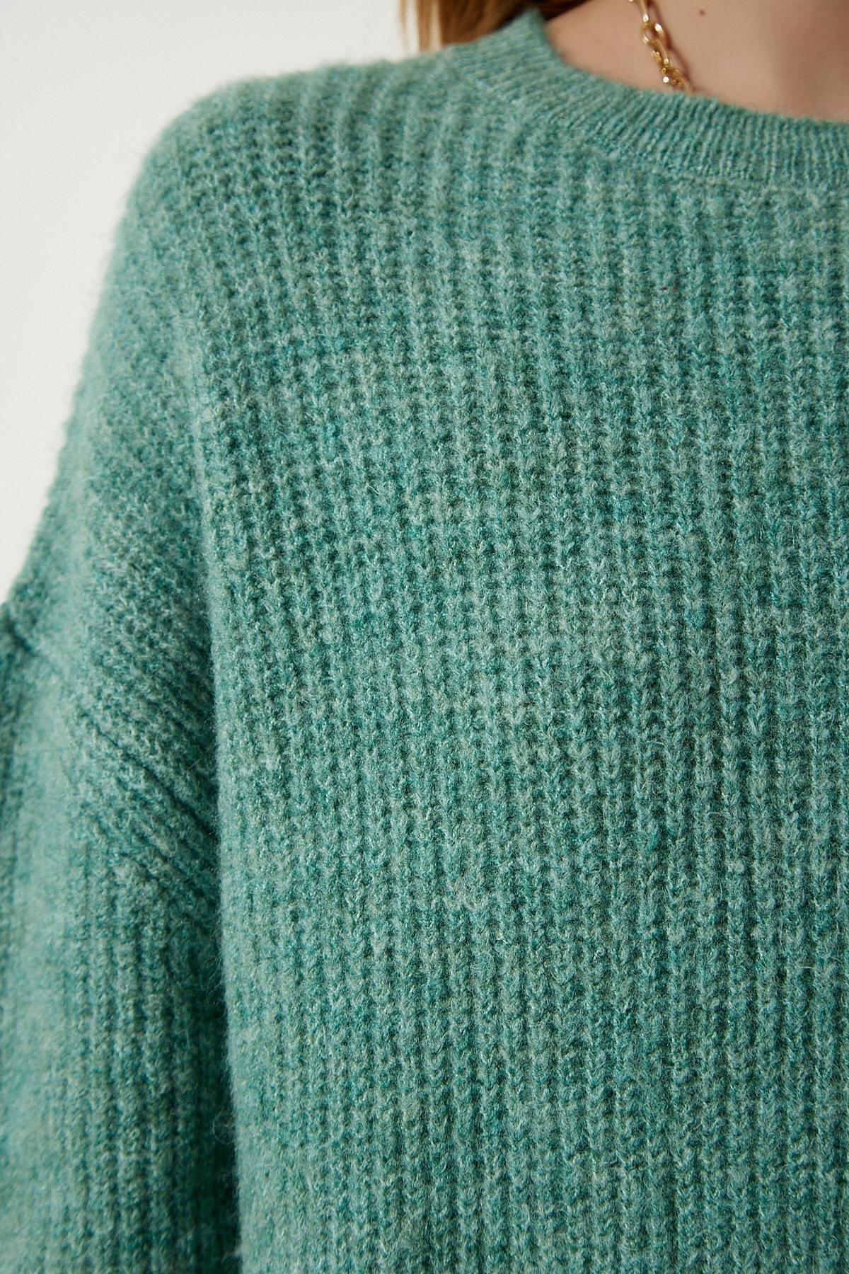 Green Oversize Long Basic Sweater, Water green, large image number 3