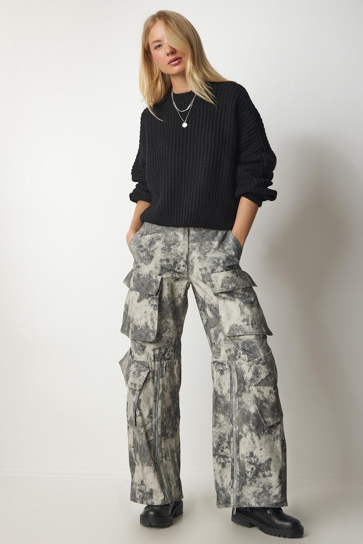 Black Basic Knitwear Sweater With Balloon Sleeves, BLACK, large image number 3
