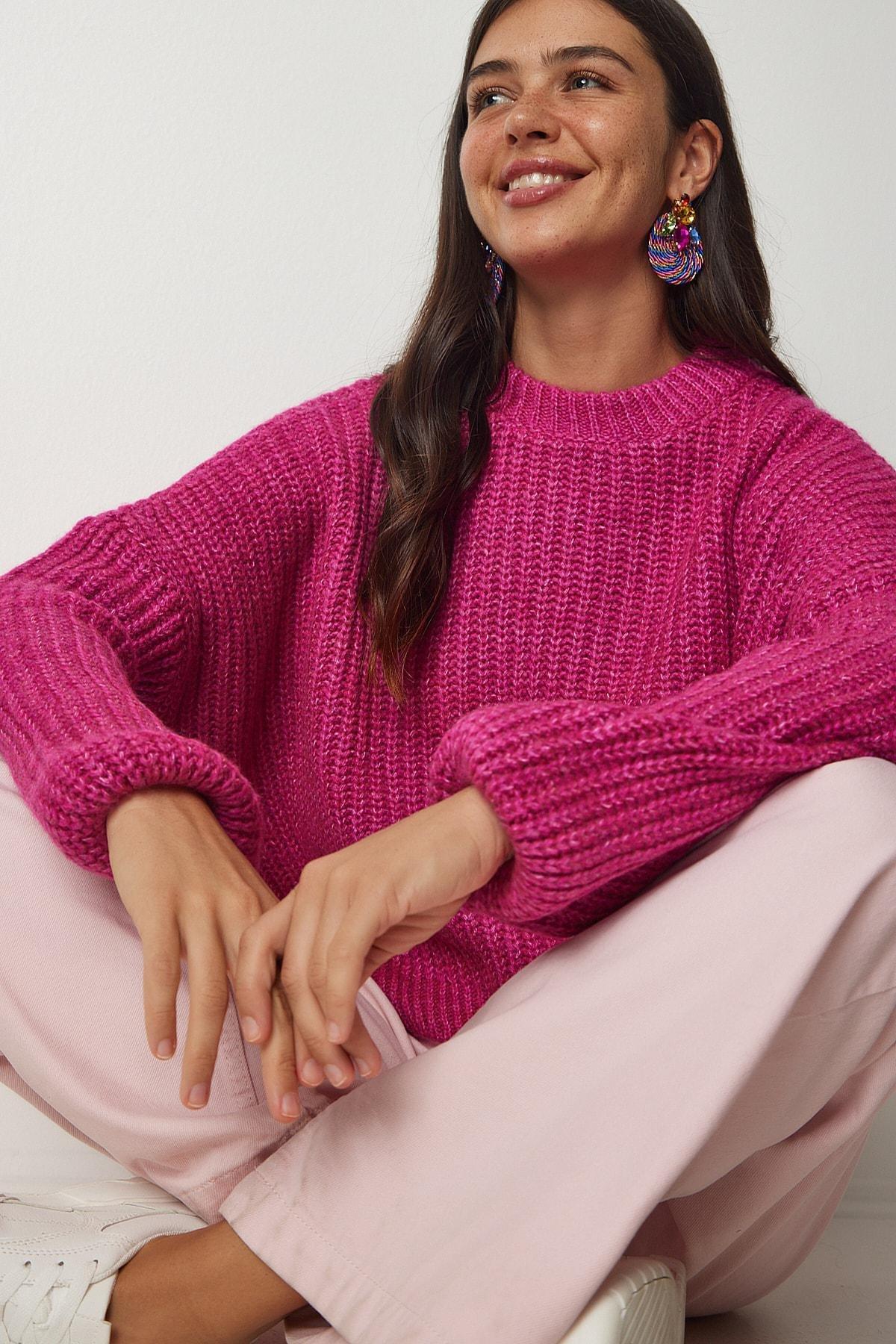 Pink Basic Knitted Sweater, Pink, large image number 0