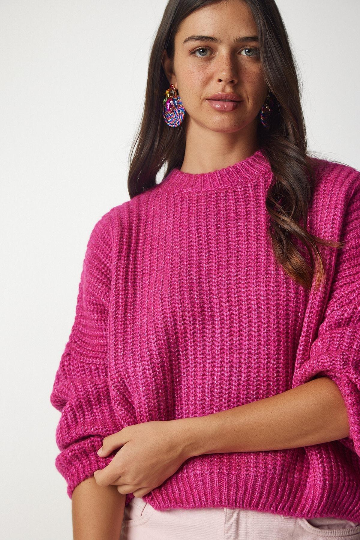 Pink Basic Knitted Sweater, Pink, large image number 2