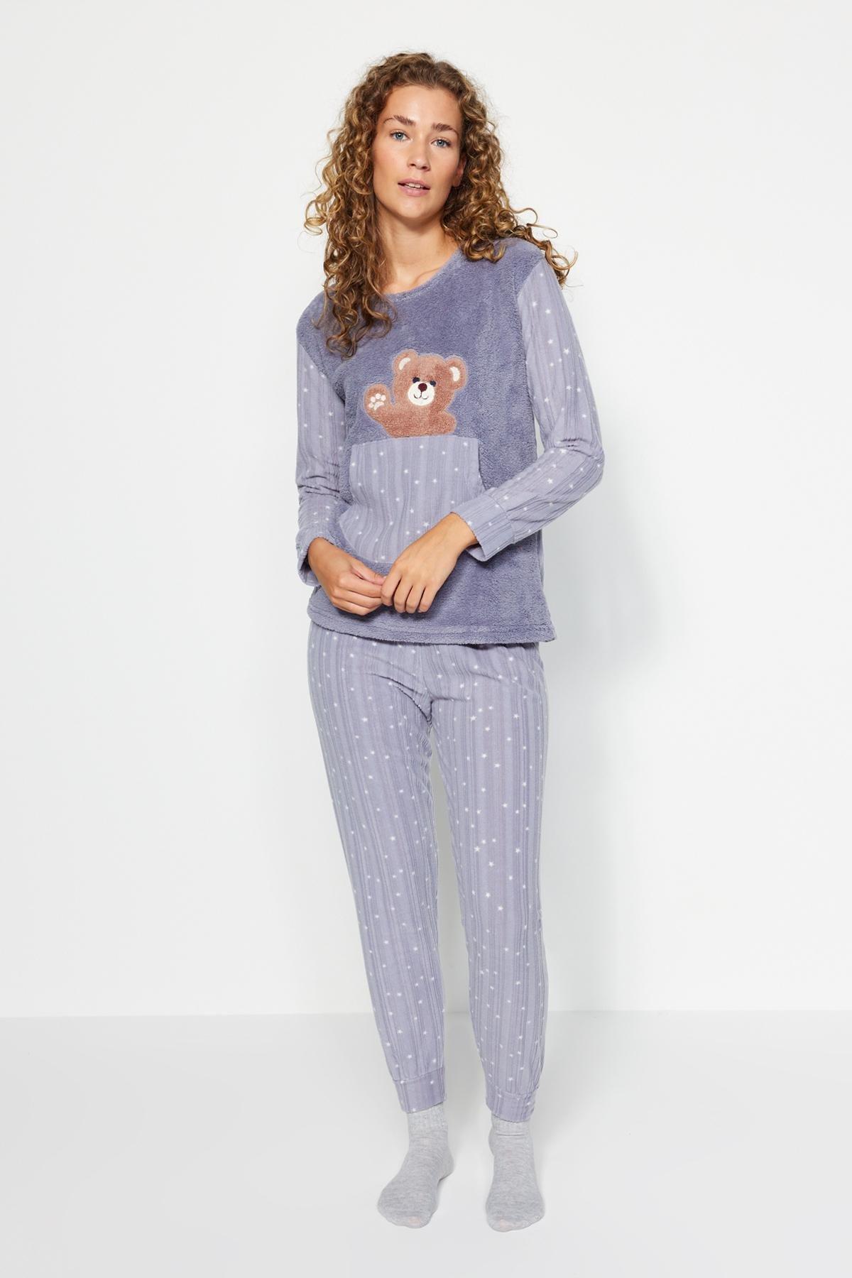 Purple Teddy Bear Patterned Co-Ord Set, , large image number 0