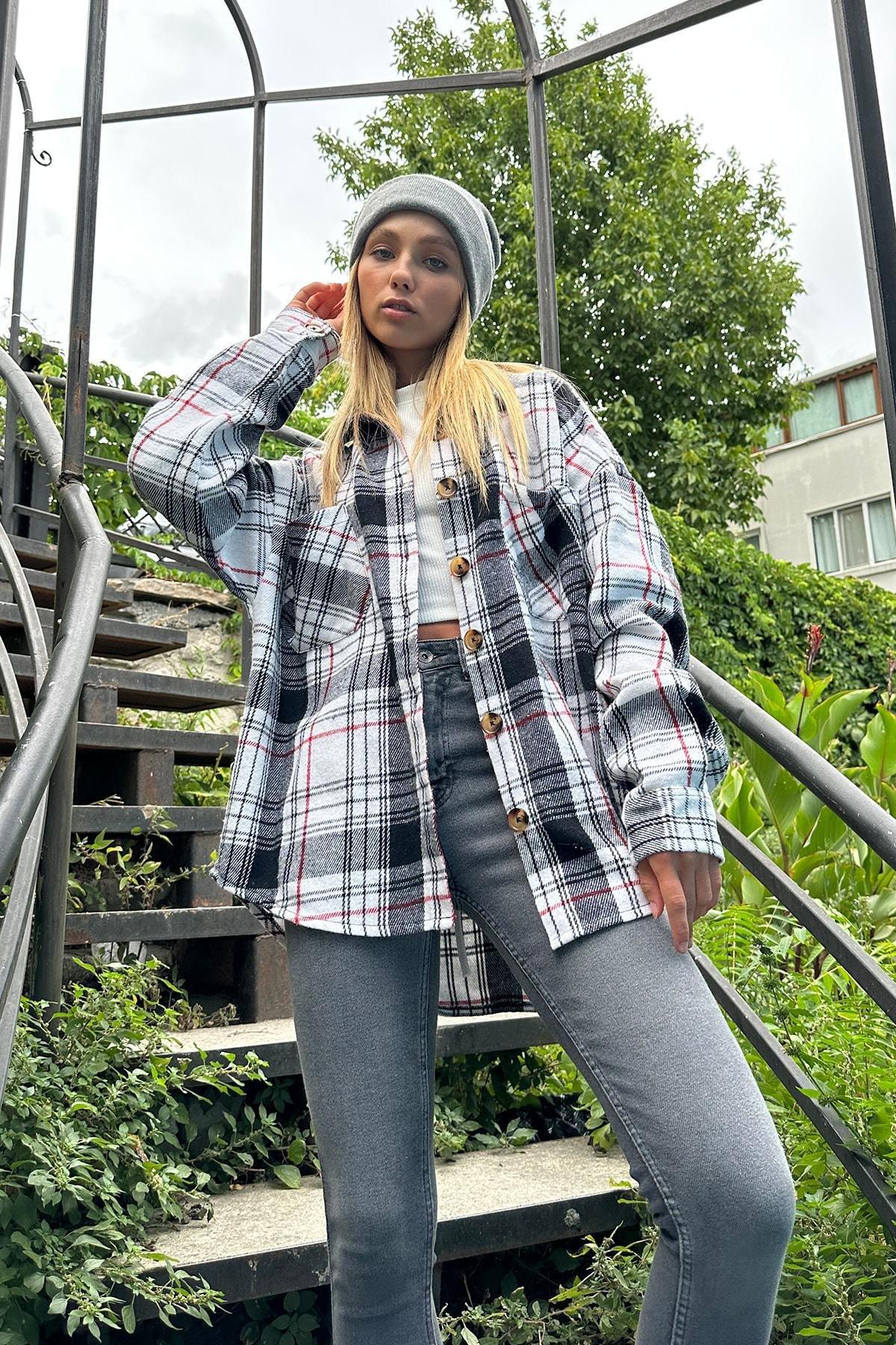 Black Checked Cotton Oversize Shirt, BLACK STRIPED, large image number 2