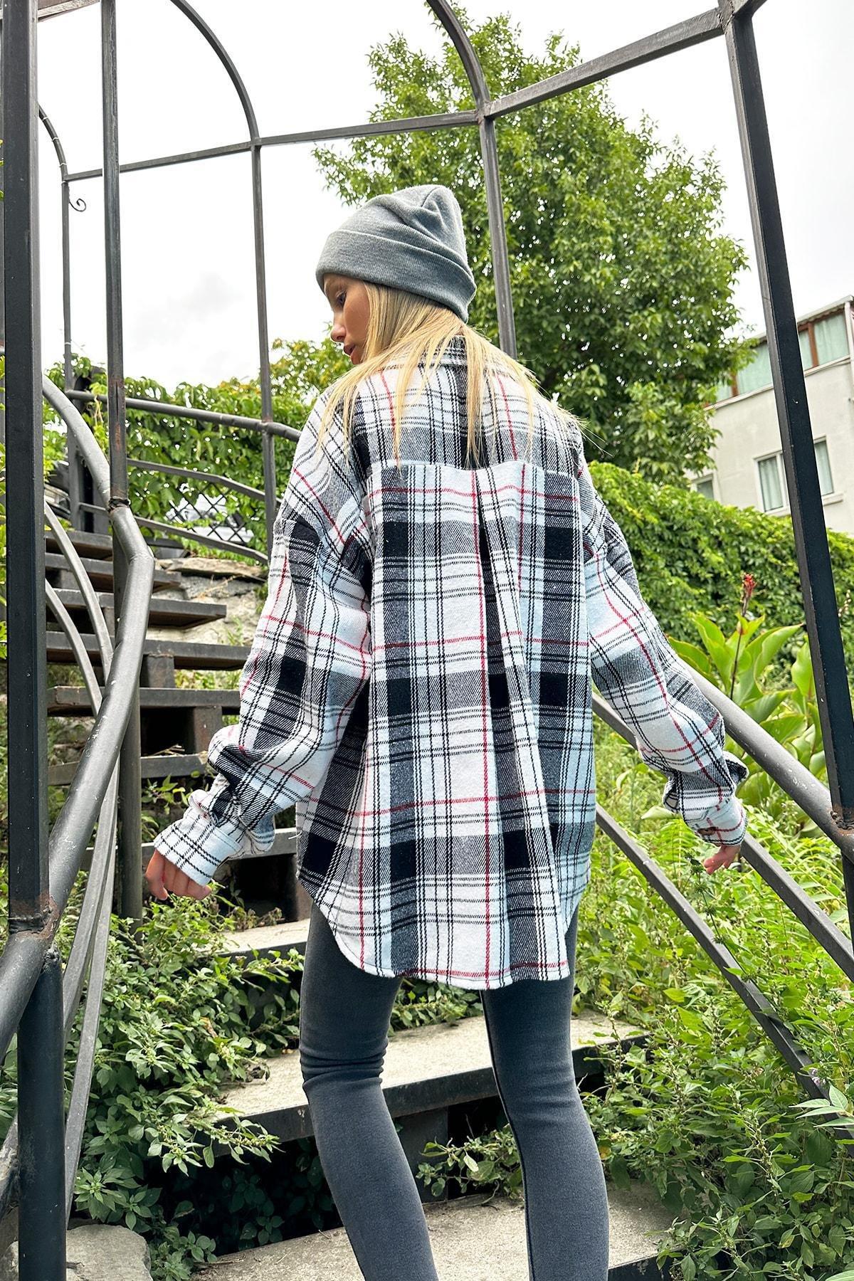 Black Checked Cotton Oversize Shirt, BLACK STRIPED, large image number 3