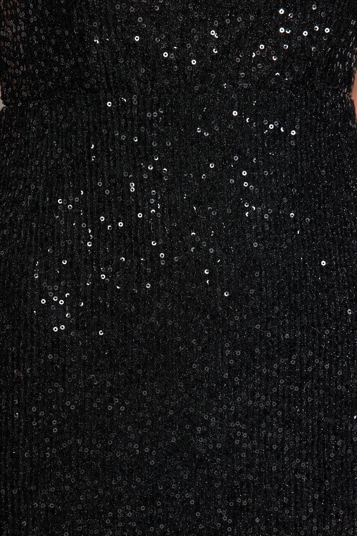 Black Fitted Knitted Occasionwear Dress, , large image number 4