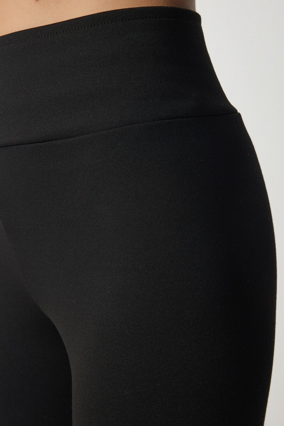 Black High Waist Tights, Thick Knitted Leggings, , large image number 3
