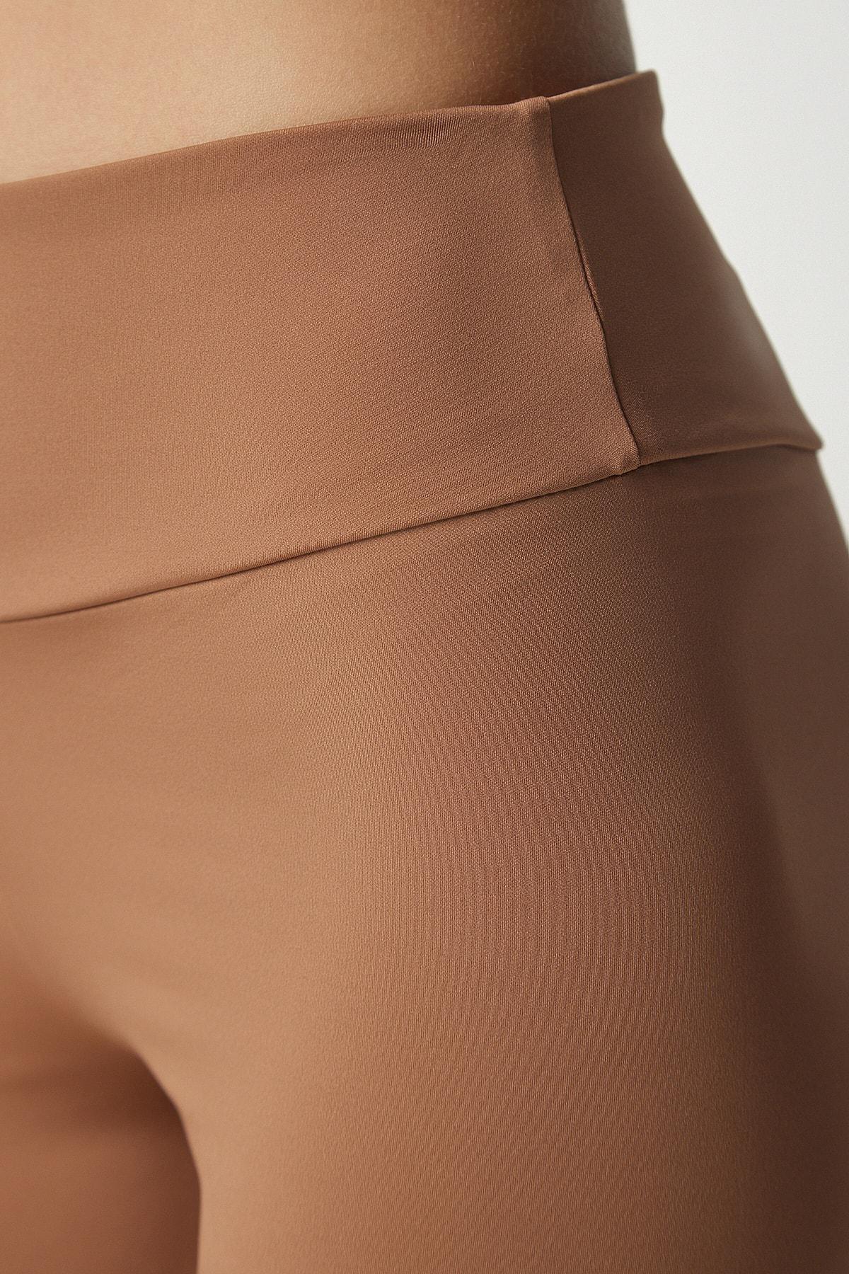 Beige High Waist Consolidator Sports Shorts Leggings, C101_1451, large image number 4