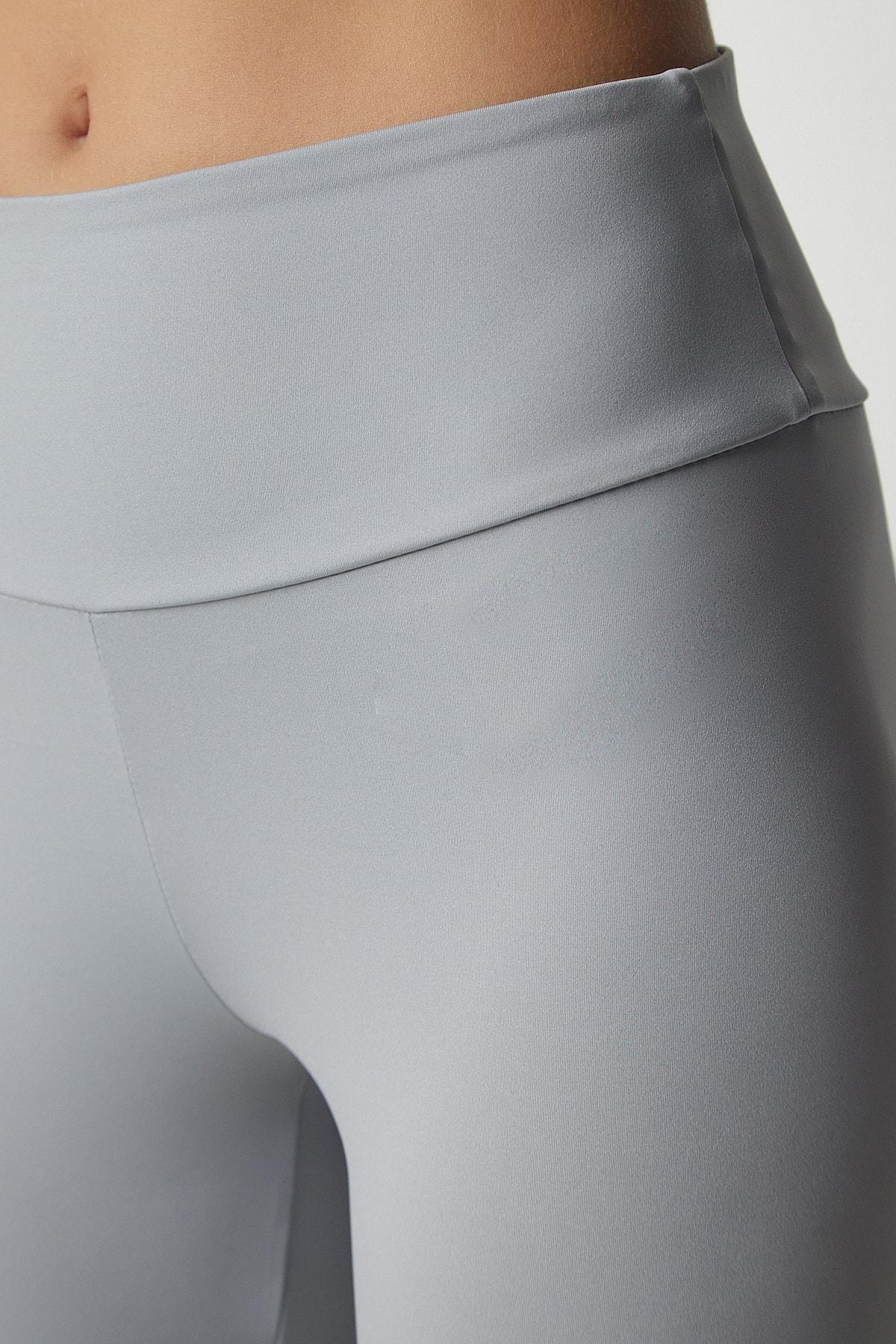 Gray High Waist Consolidating Basic Sports Leggings, C101_1653, large image number 4