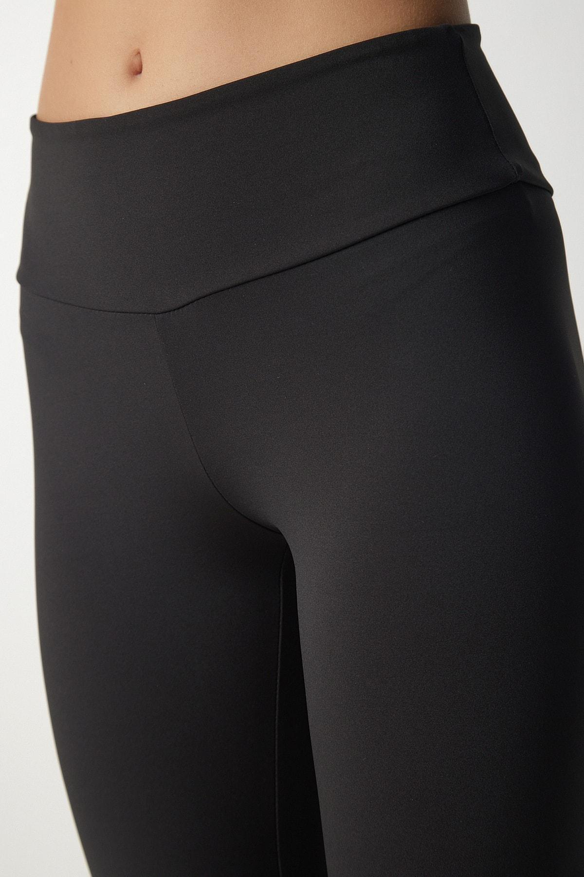 Womens Black High Waist Consolidating Basic Sports Leggings UB00139, single, , large image number 2
