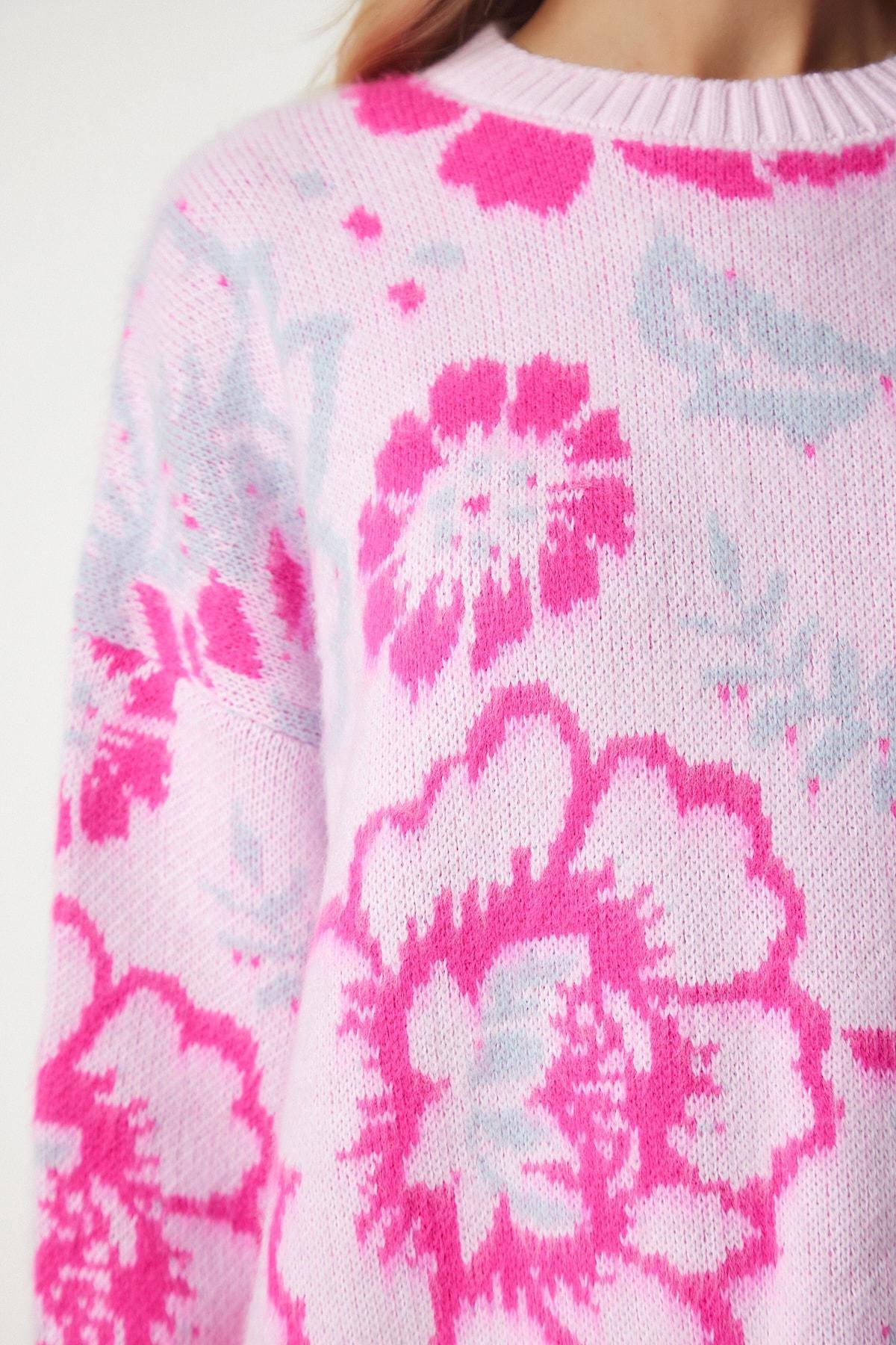 Womens Light Pink Patterned Knitwear Sweater PF00002, Einzeln, , large image number 4