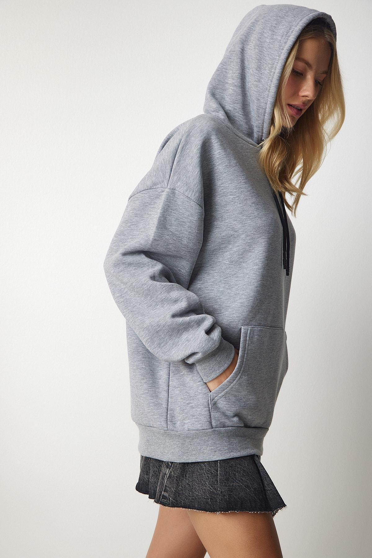 Gray Knitted Hoodie With Knitted Sweatshirt, , large image number 0