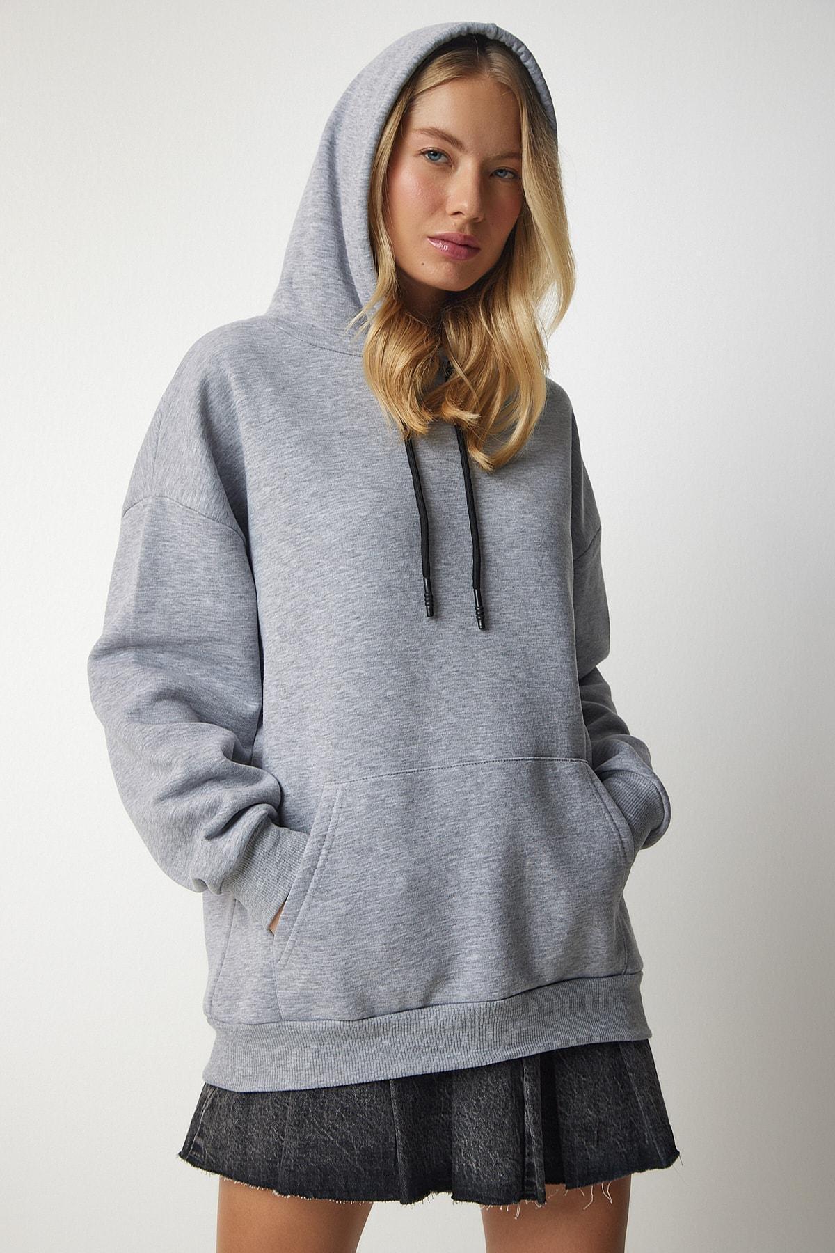 Gray Knitted Hoodie With Knitted Sweatshirt, , large image number 1