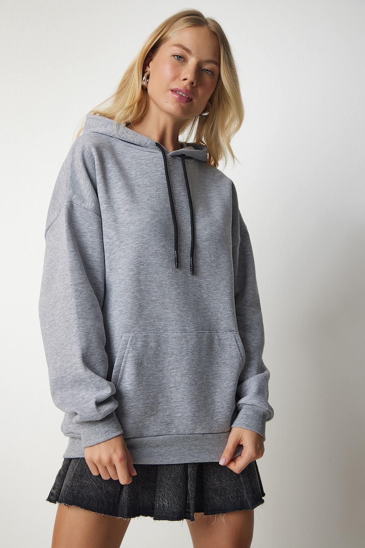 Gray Knitted Hoodie With Knitted Sweatshirt, , large image number 2