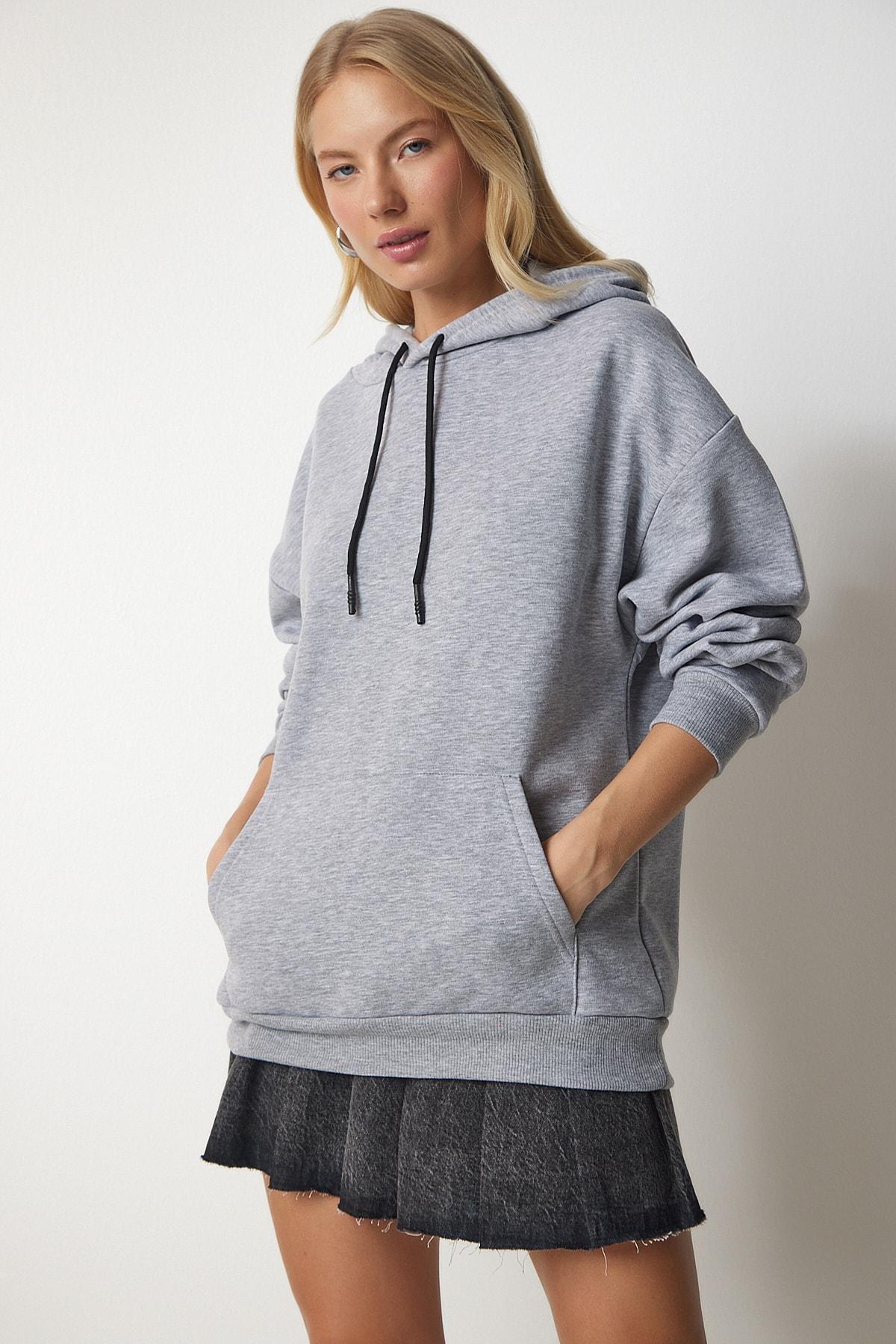 Gray Knitted Hoodie With Knitted Sweatshirt, , large image number 3