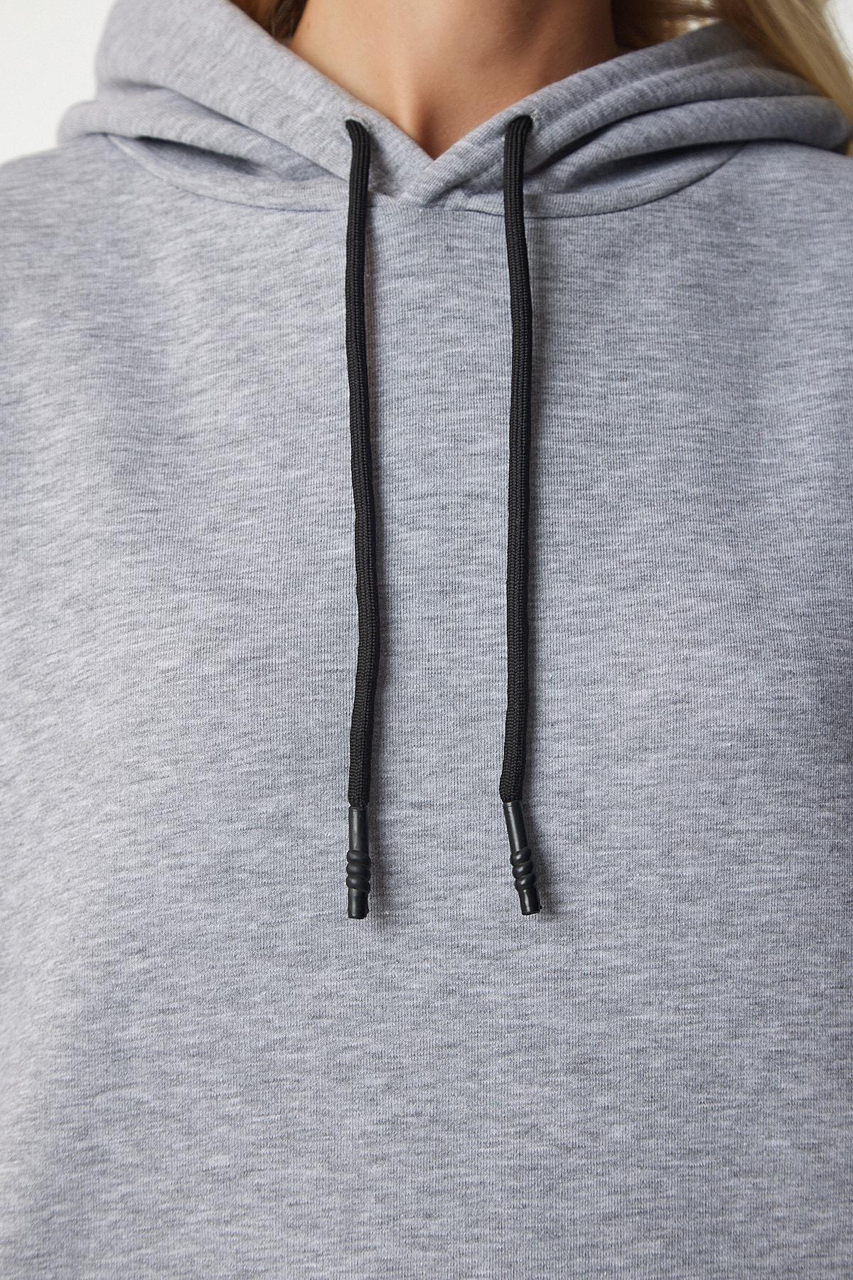 Gray Knitted Hoodie With Knitted Sweatshirt, , large image number 5