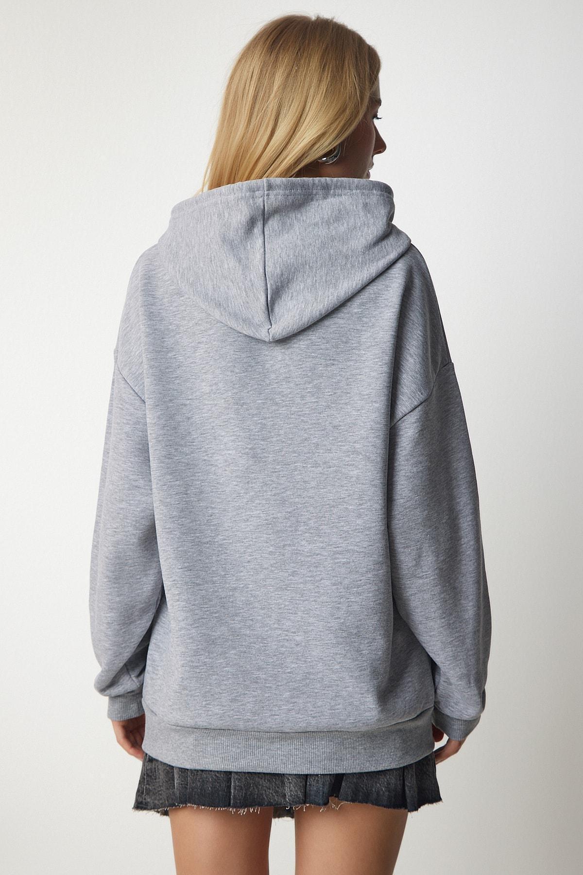 Gray Knitted Hoodie With Knitted Sweatshirt, , large image number 6