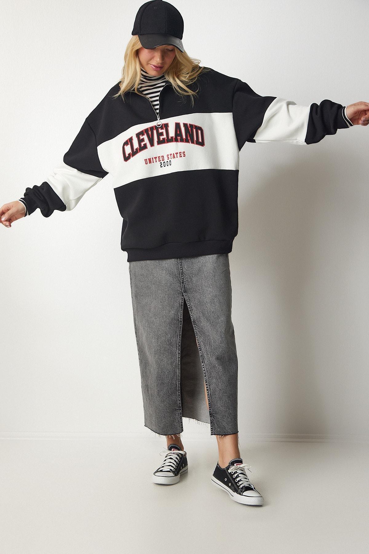 Multicolour Colour Block Printed Oversize Sweatshirt, , large image number 0