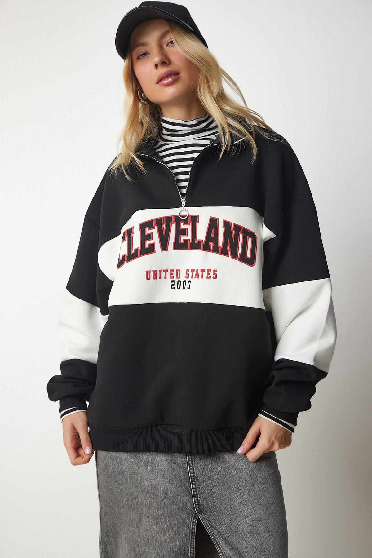 Happiness Istanbul - Multicolour Colour Block Printed Oversize Sweatshirt