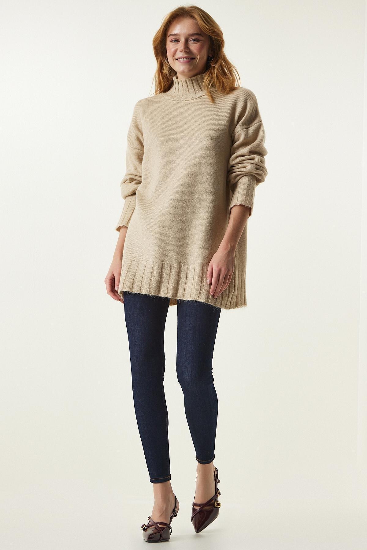 Beige Textured Knitwear Sweater, Beige, large image number 0