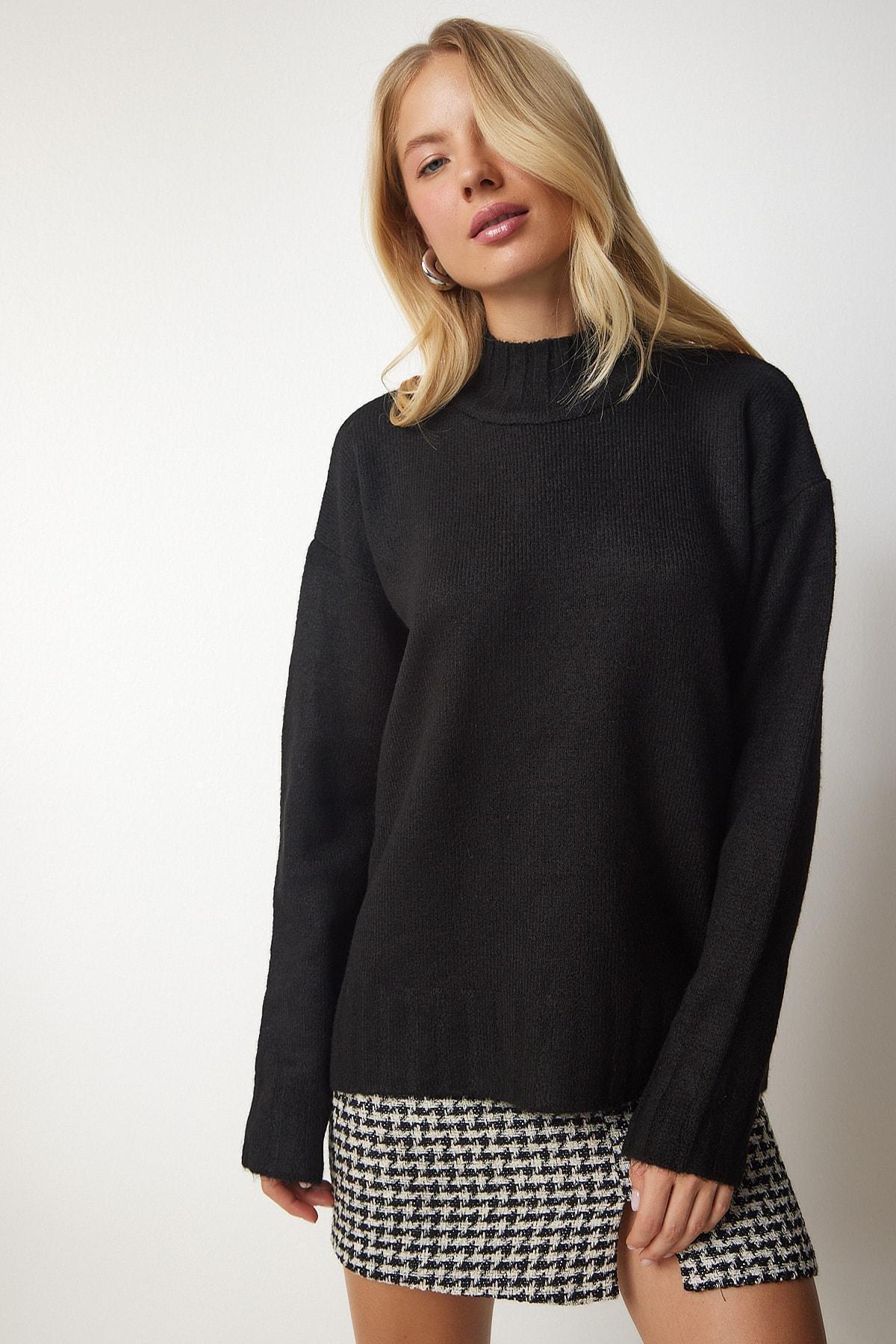 Black Textured Knitwear Sweater, BLACK, large image number 2