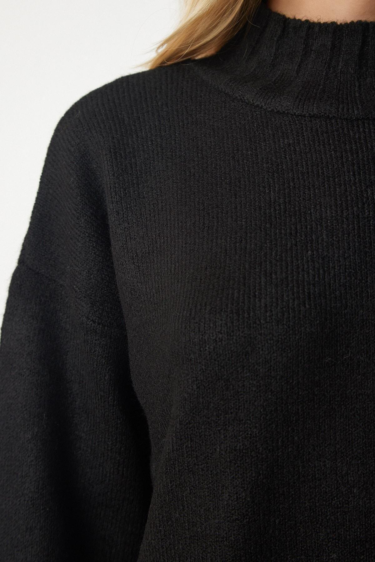 Black Textured Knitwear Sweater, BLACK, large image number 3