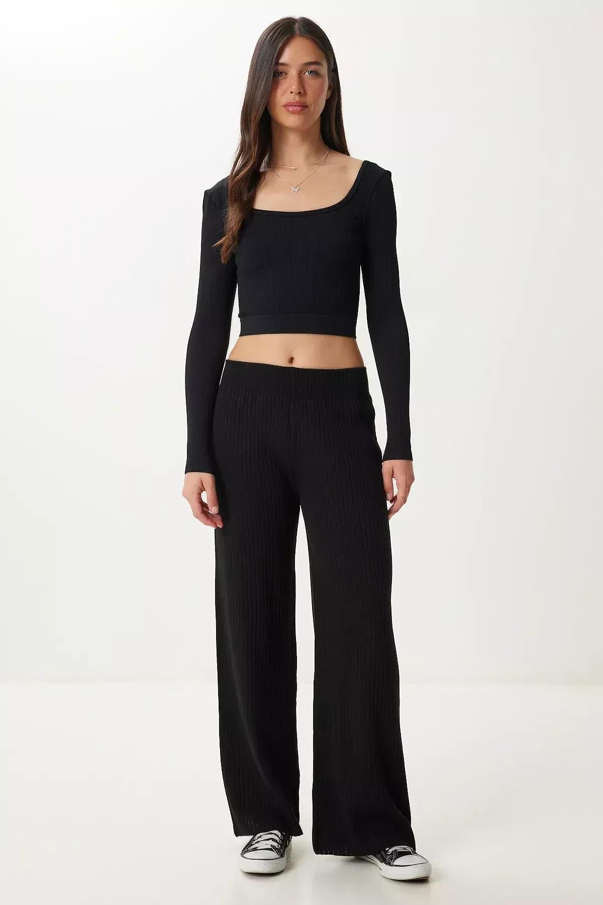 Black Corduroy Pants, BLACK, large image number 0