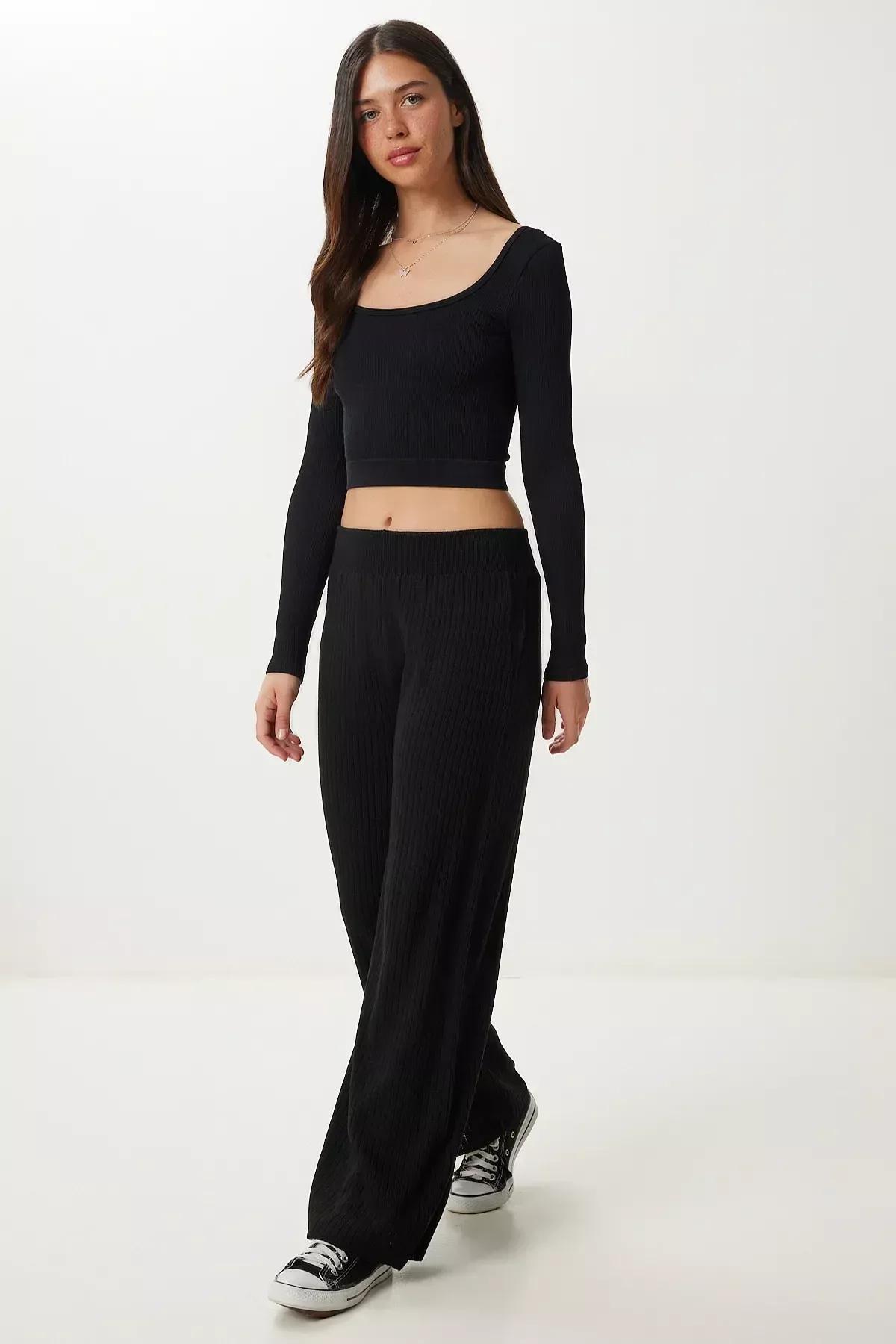 Black Corduroy Pants, BLACK, large image number 1