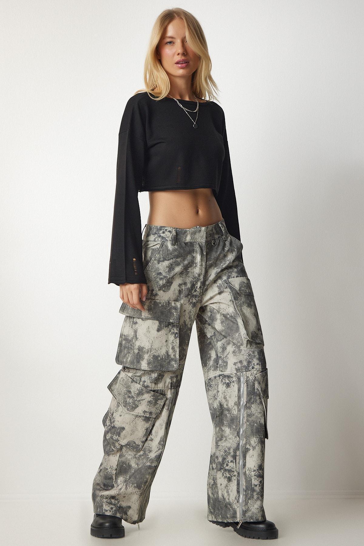 Black Ripped Detailed Knitwear Crop Sweater, BLACK, large image number 2
