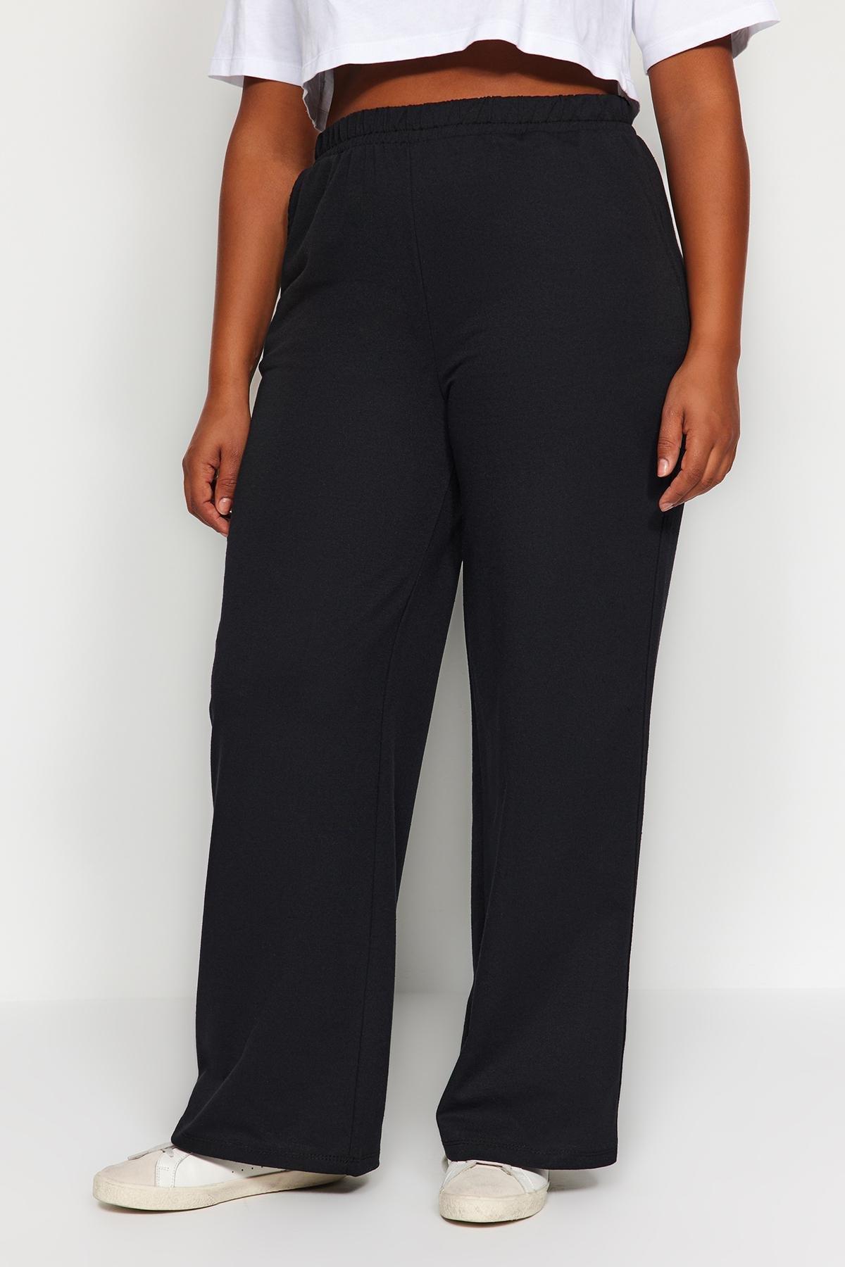 Black Plus Size Wide Cut Sweatpants, , large image number 4