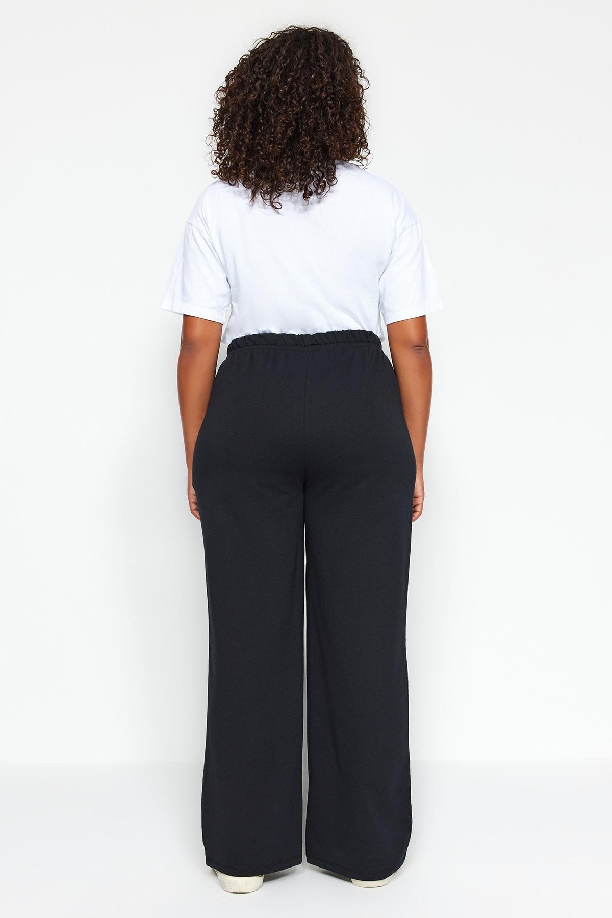 Black Plus Size Wide Cut Sweatpants, , large image number 5