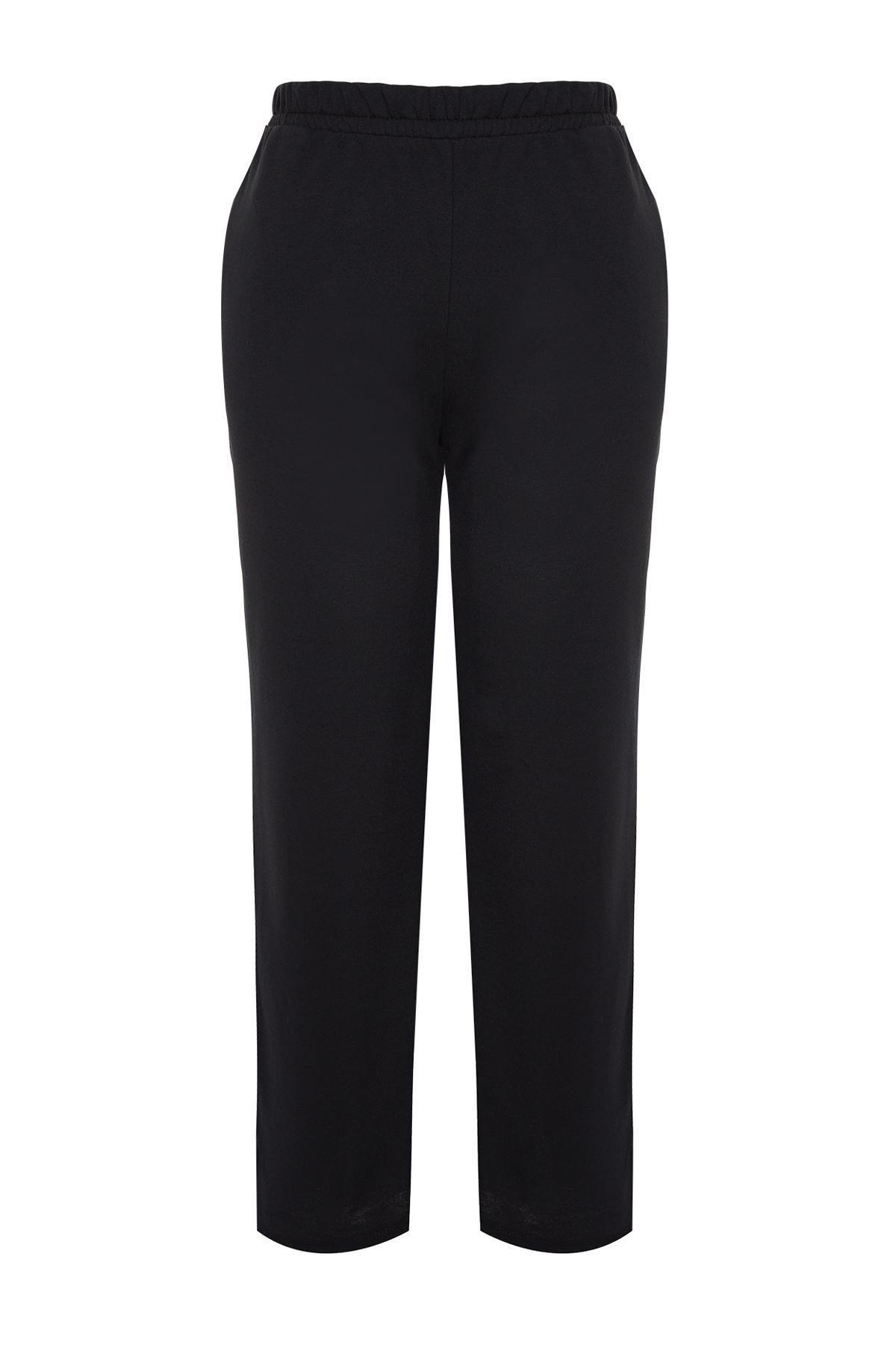Black Plus Size Wide Cut Sweatpants, , large image number 6