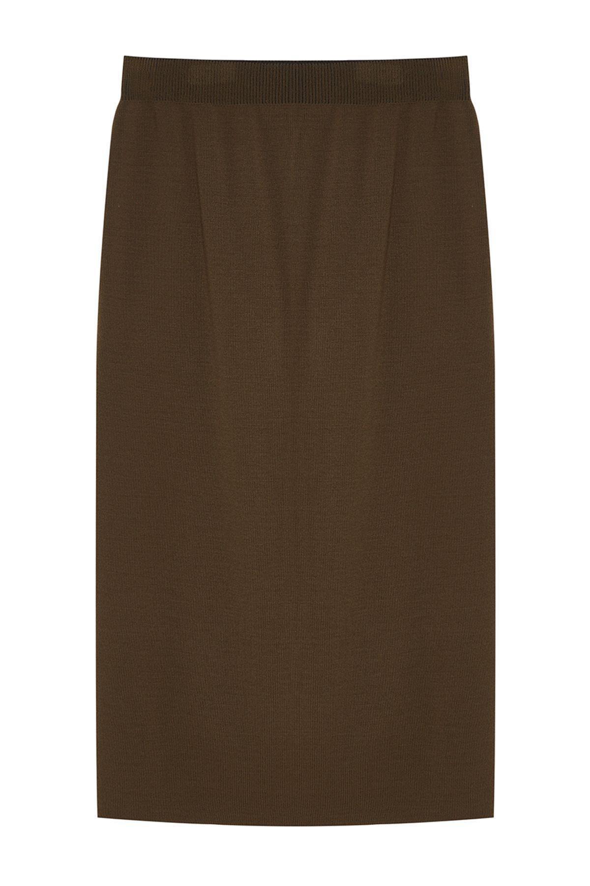تنورة مُحاكة متوسطة الطول بقصة بينسل، كاكي, Khaki, large image number 5