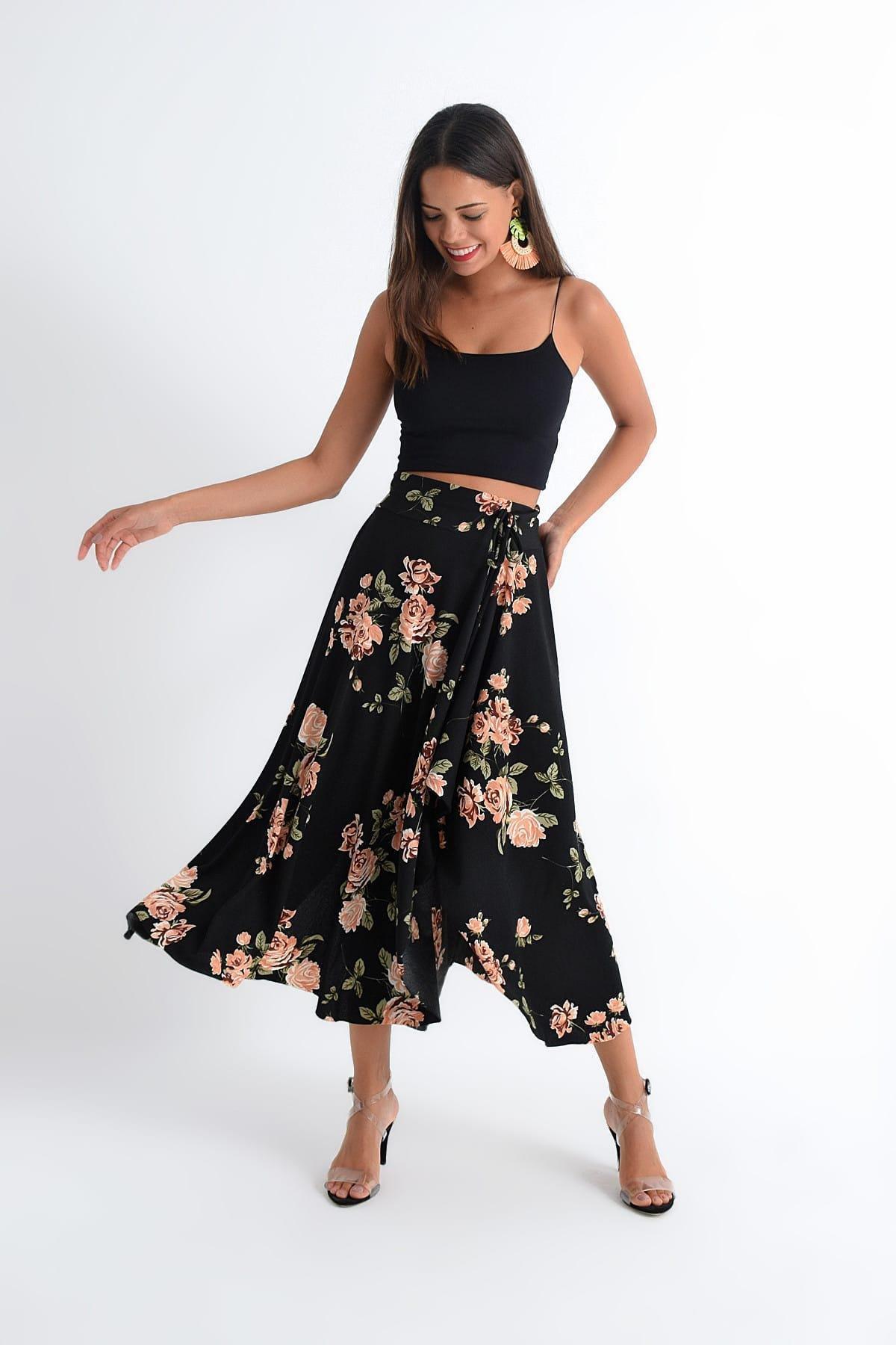 Cool & Sexy - Black Midi Asymmetrical Skirt