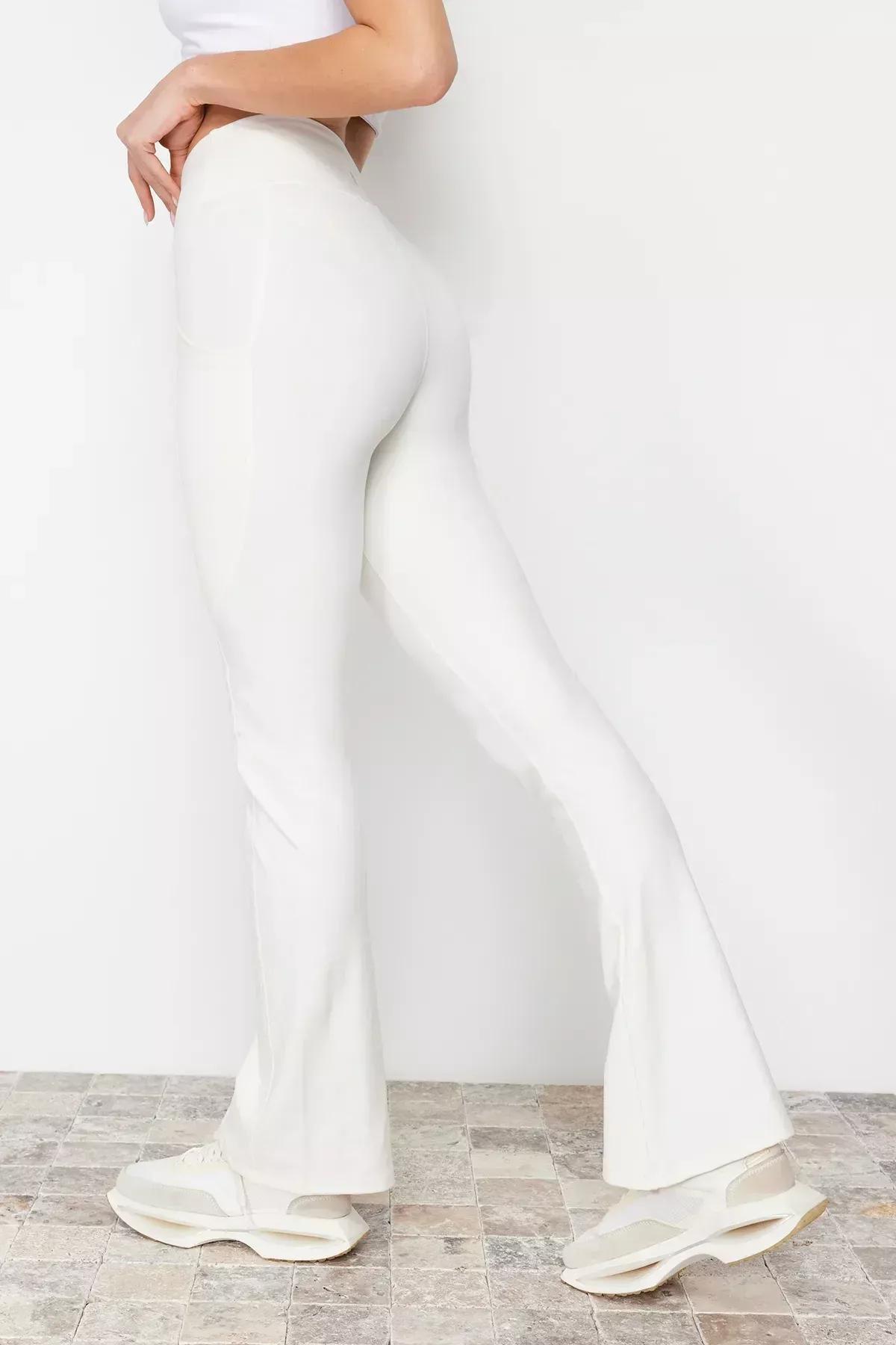 Ecru Reflective Print Sports Leggings, Ecru, large image number 0