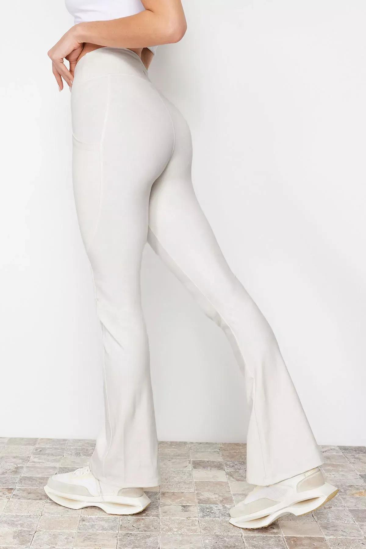 Ecru Reflective Print Sports Leggings, Ecru, large image number 1