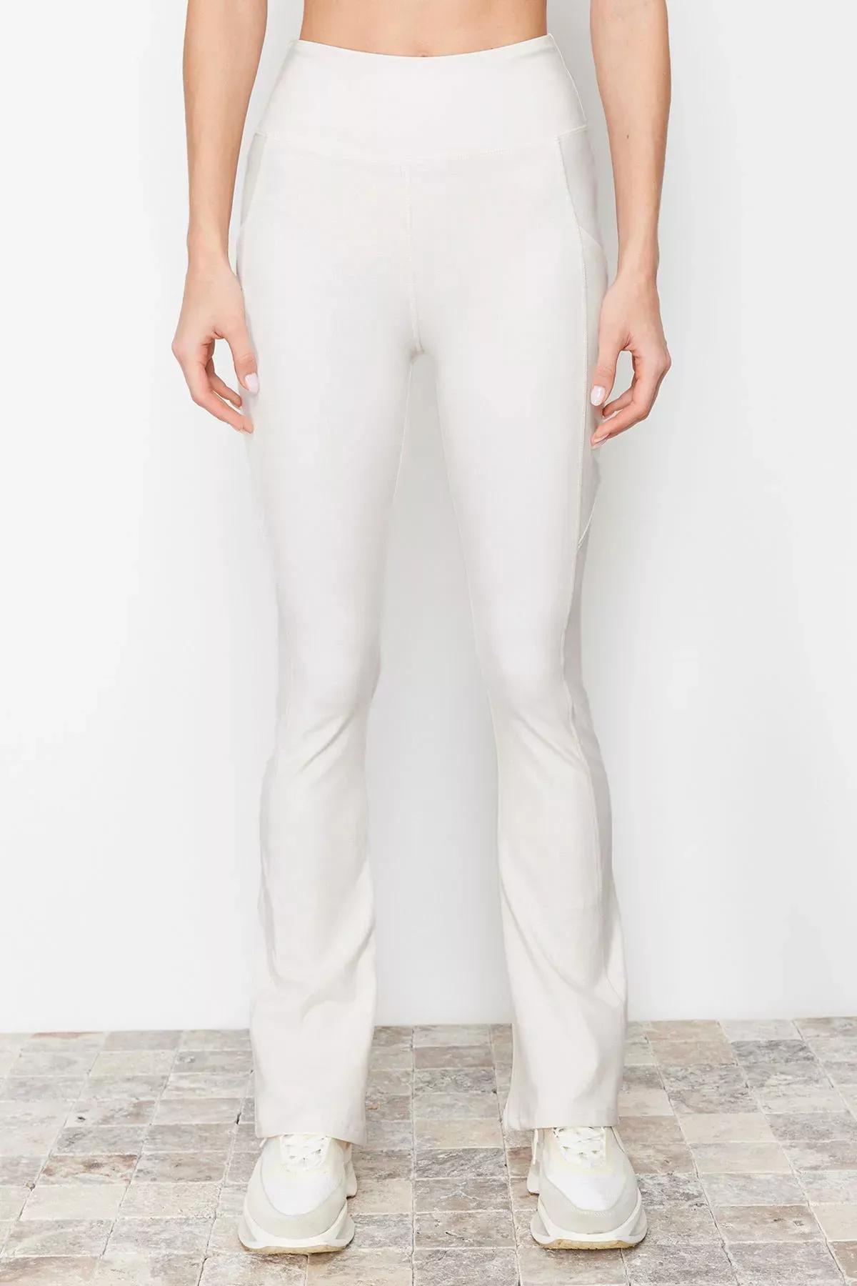 Ecru Reflective Print Sports Leggings, Ecru, large image number 9