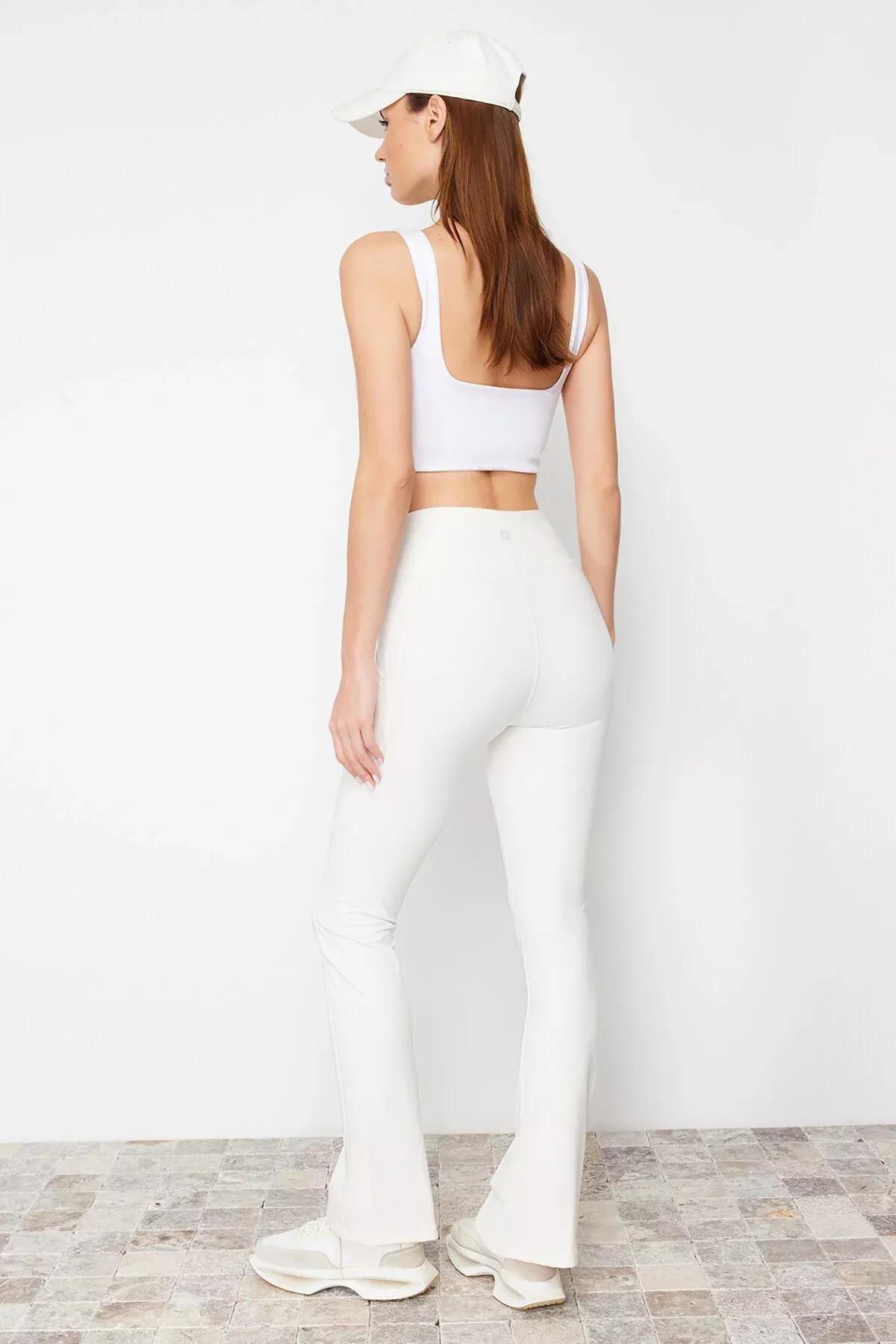Ecru Reflective Print Sports Leggings, Ecru, large image number 10