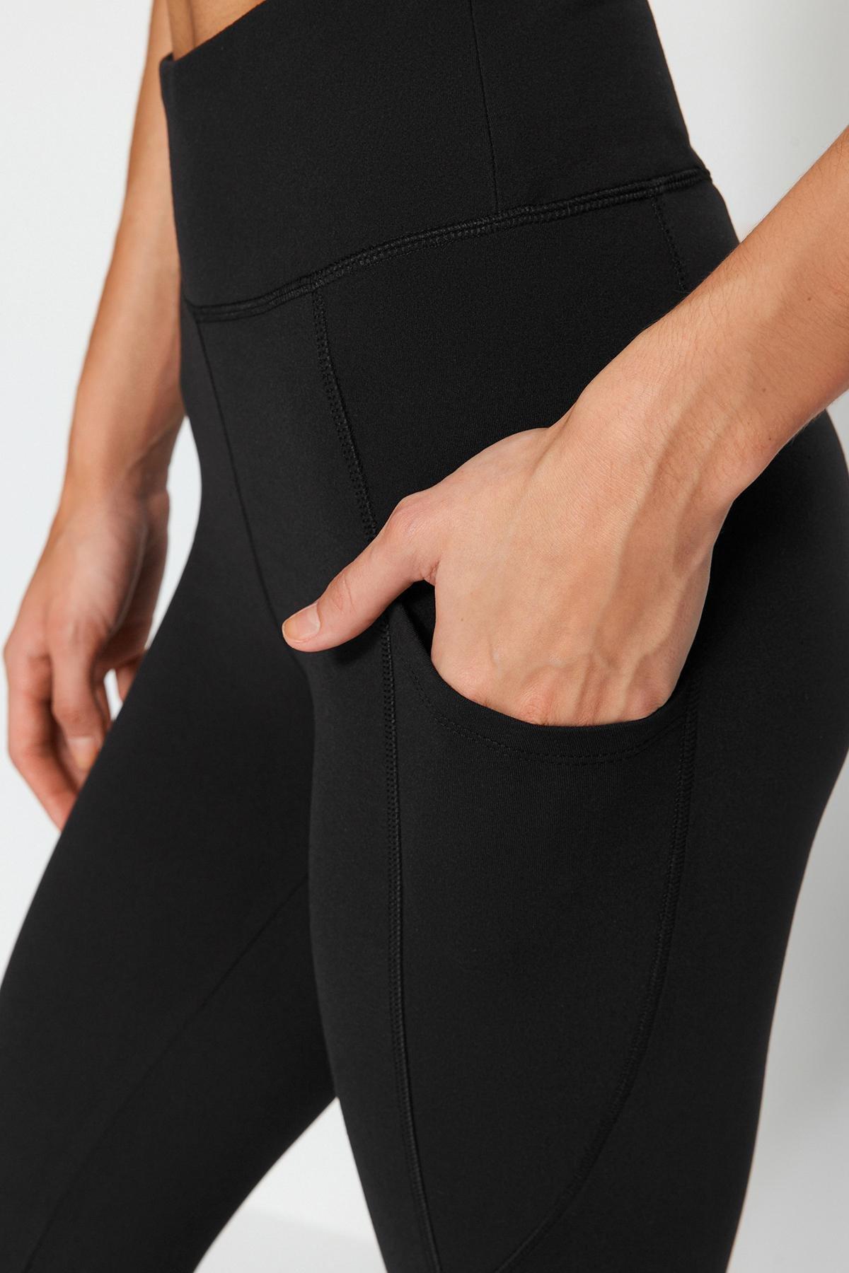 Black Detailed Flared Leg Sports Leggings, , large image number 4