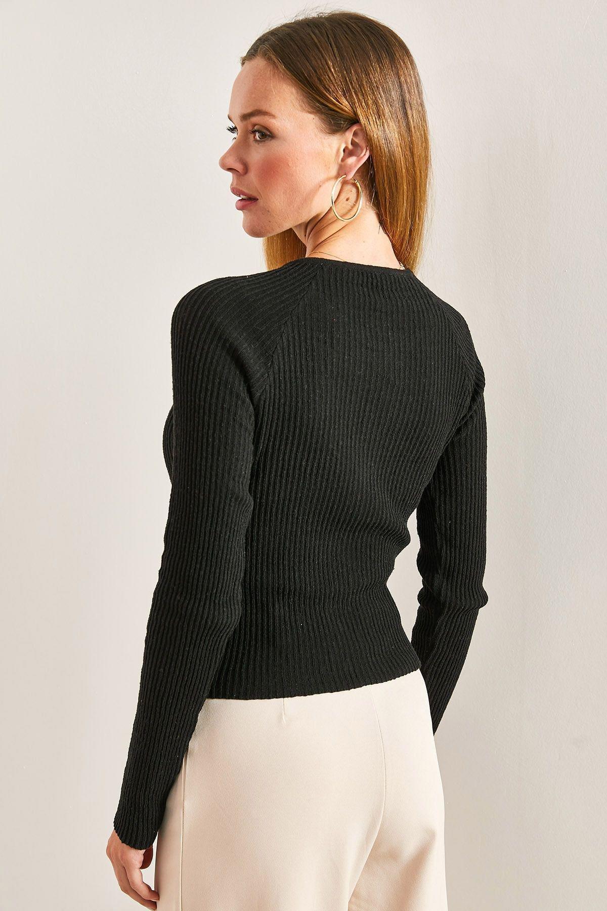 Black Buttoned Knitted Cardigan, C101_5720, large image number 3