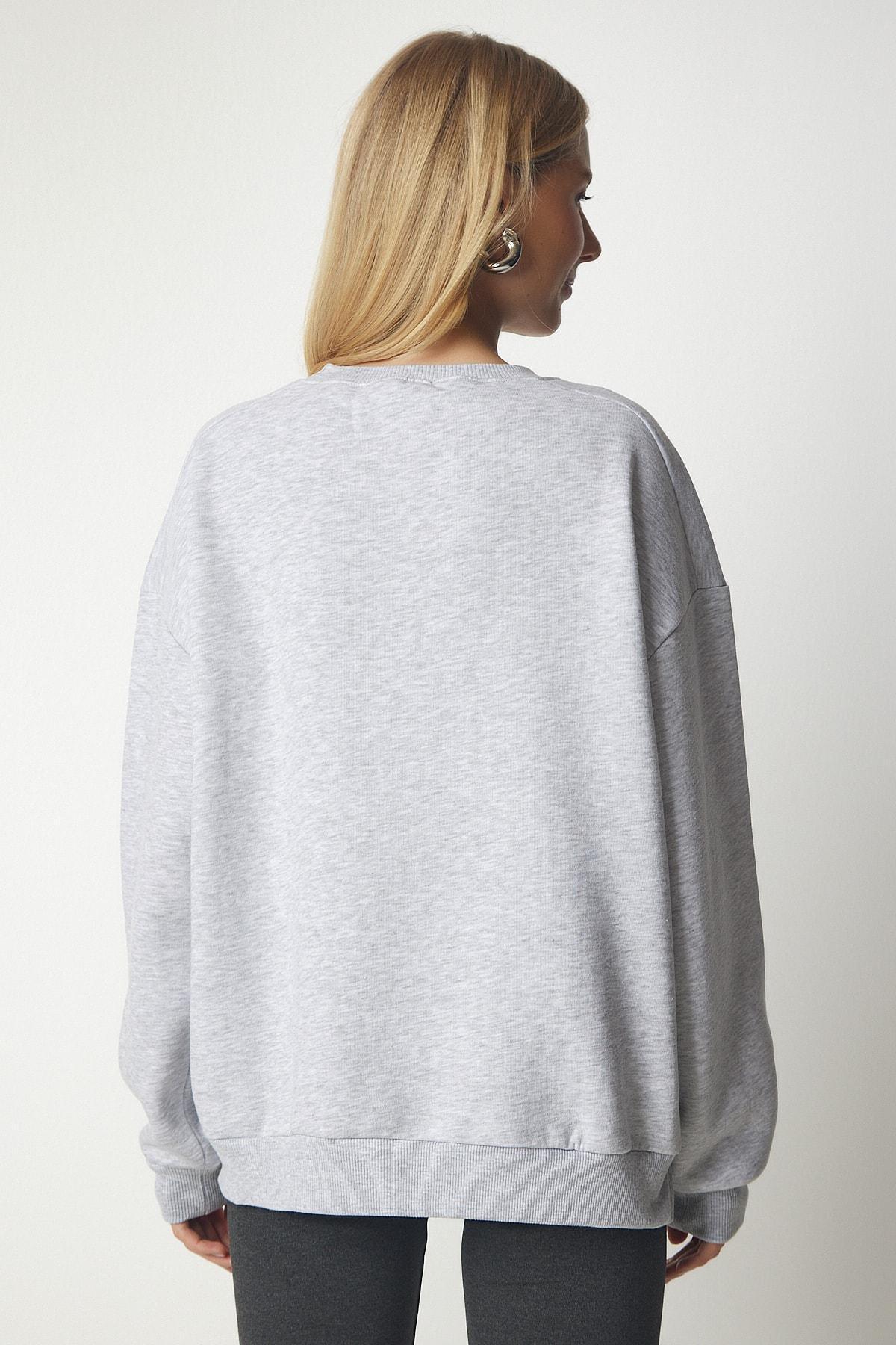 Happiness Istanbul - Gray Zip-Detailed Rayon Knitted Sweatshirt